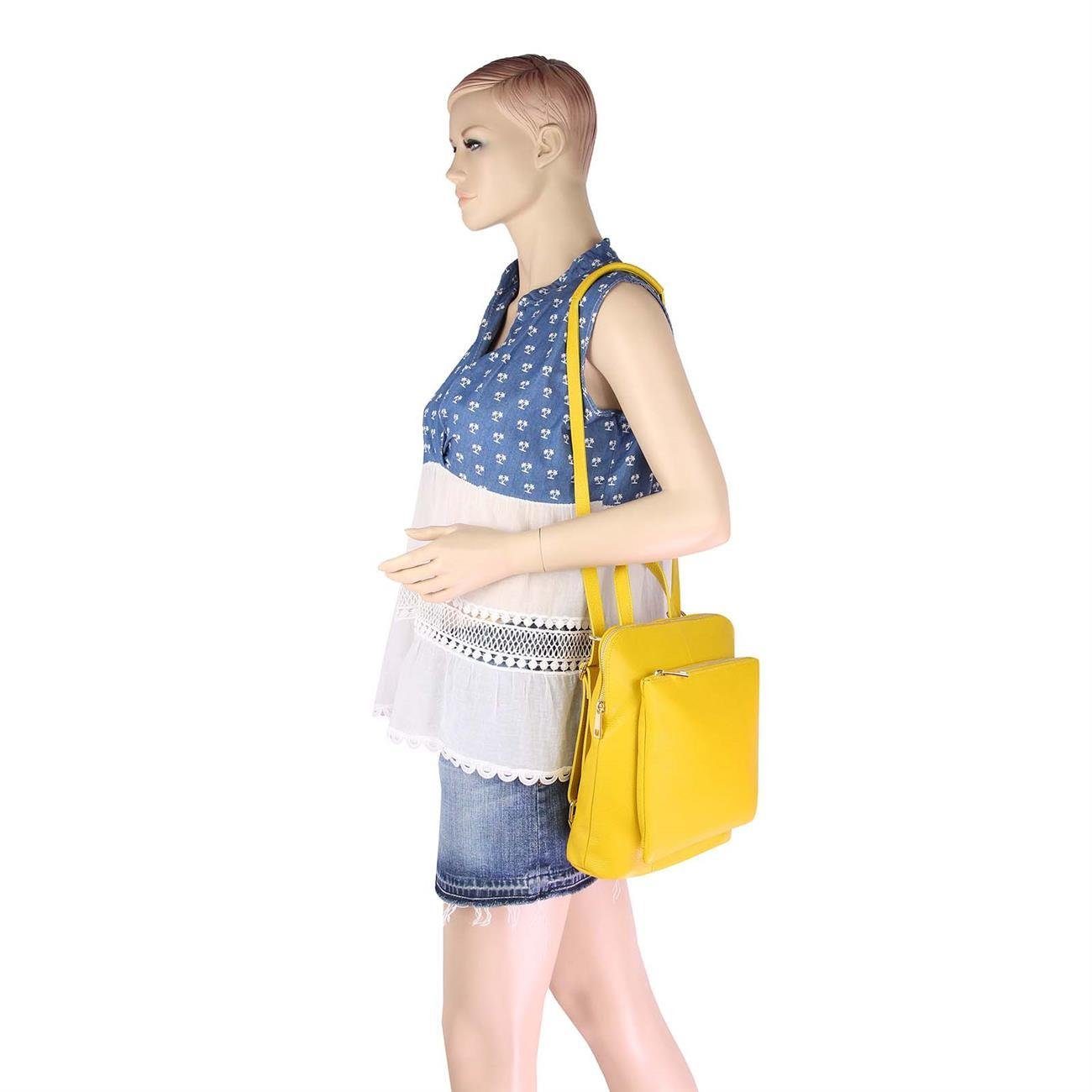 ITALYSHOP24 Rucksack Made in Italy Damen Leder Umhängetasche Backpack Schultertasche Bag, PREMIUM City Daypack Tagesrucksack Handgepäck Shopper Freizeitrucksack