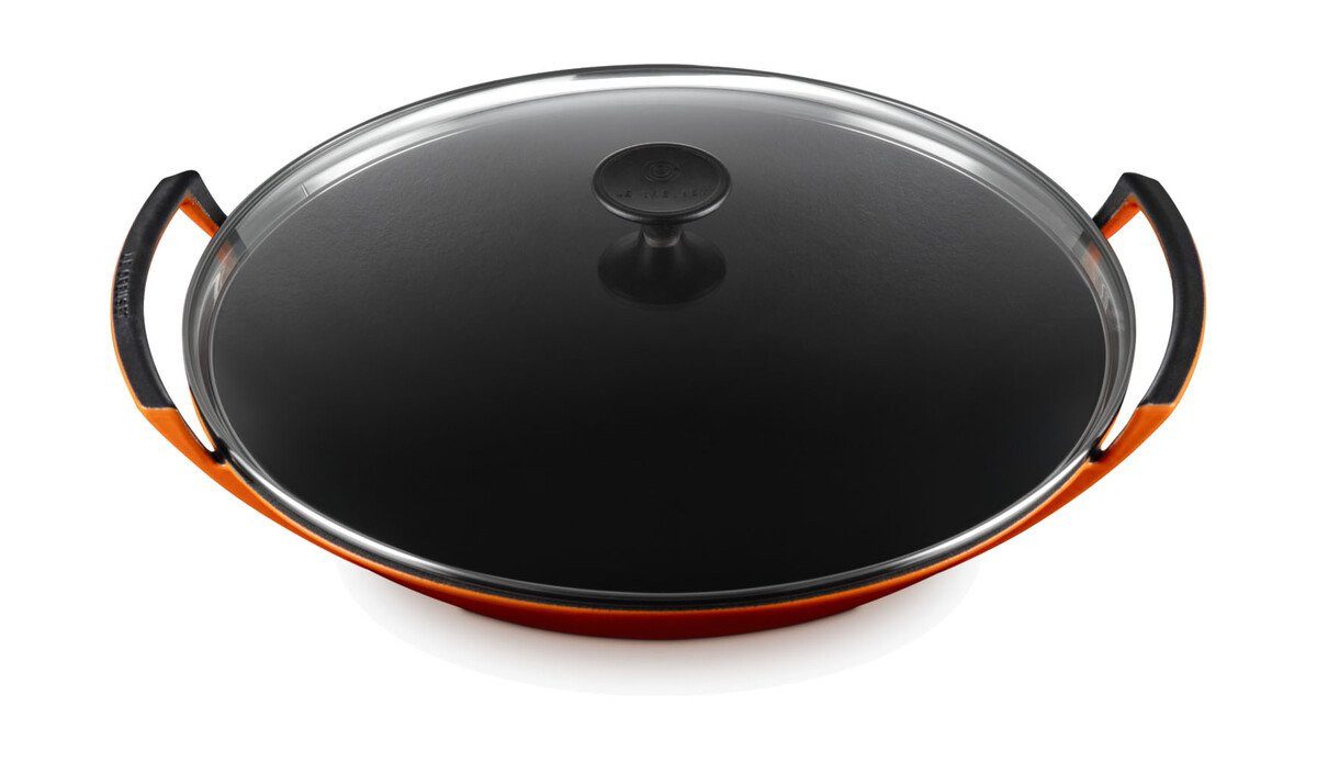 LE CREUSET Wok Wok mit Glasdeckel 36 cm Ofenrot