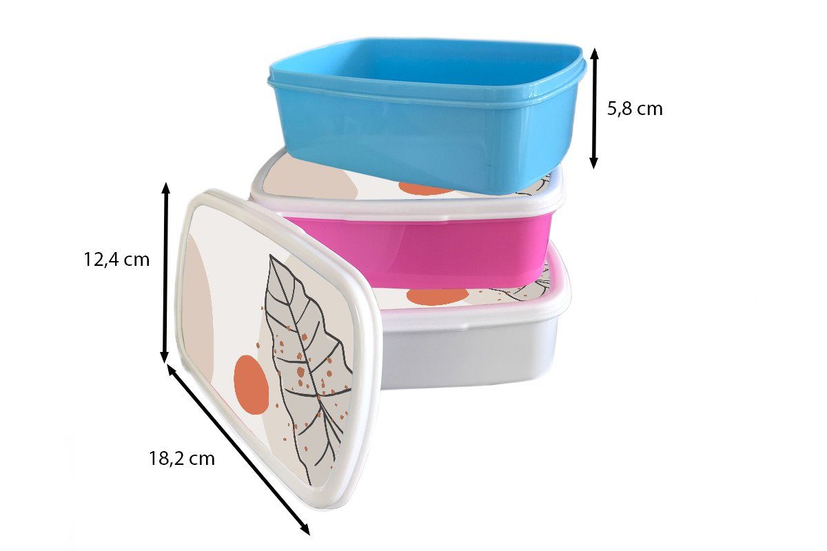Jungs Mädchen - Erwachsene, und Kunststoff, und weiß für Brotbox Brotdose, Sommer - Lunchbox (2-tlg), Orange Blatt, für MuchoWow Kinder