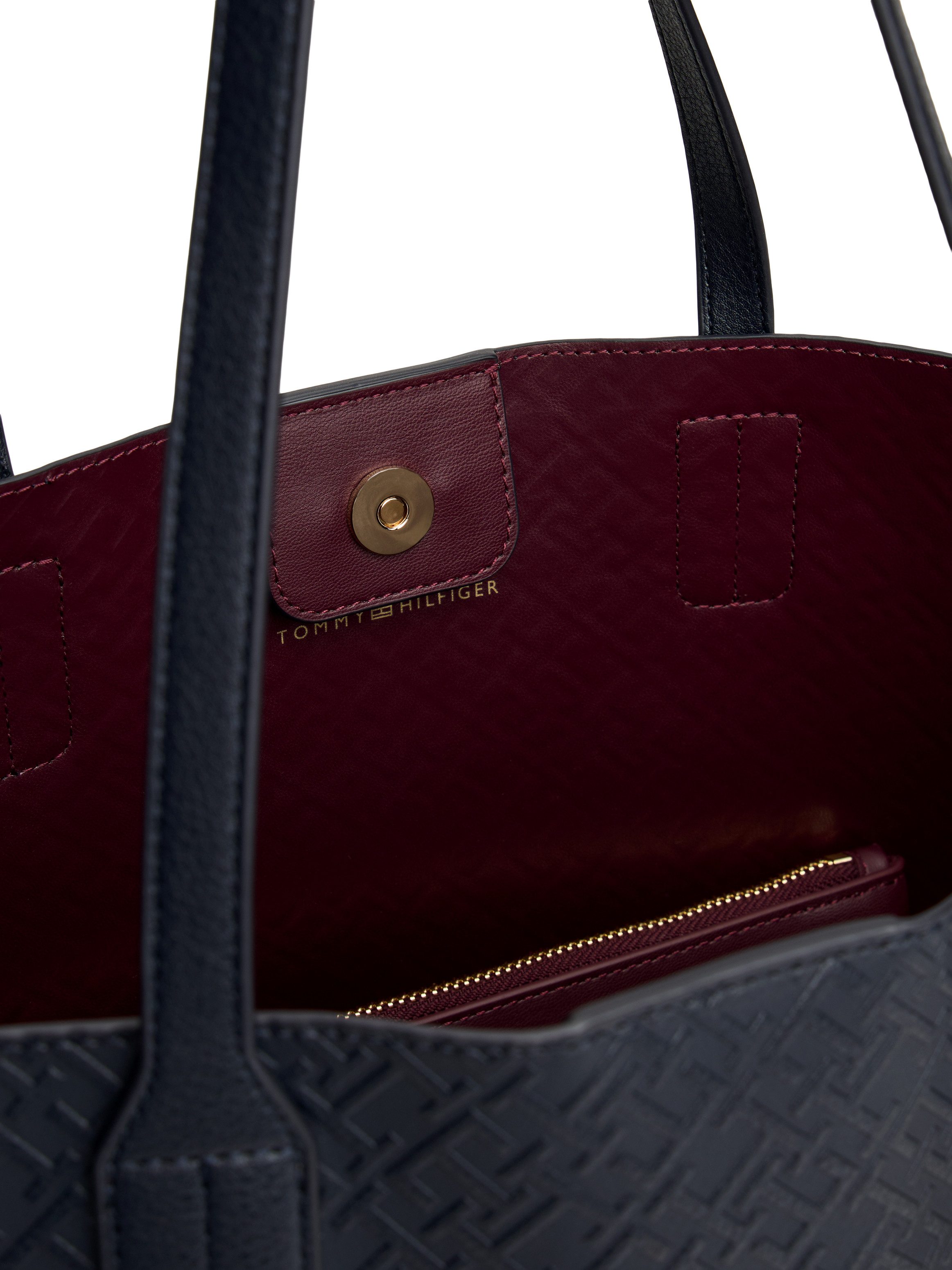 Tommy Hilfiger Tragetasche TH ICON TOTE MONO (3-tlg., Herausnehmbare RV-Innentasche und RV-Außentäschchen), Damen Schultertasche, Businesstasche mit doppeltem Tragegriff