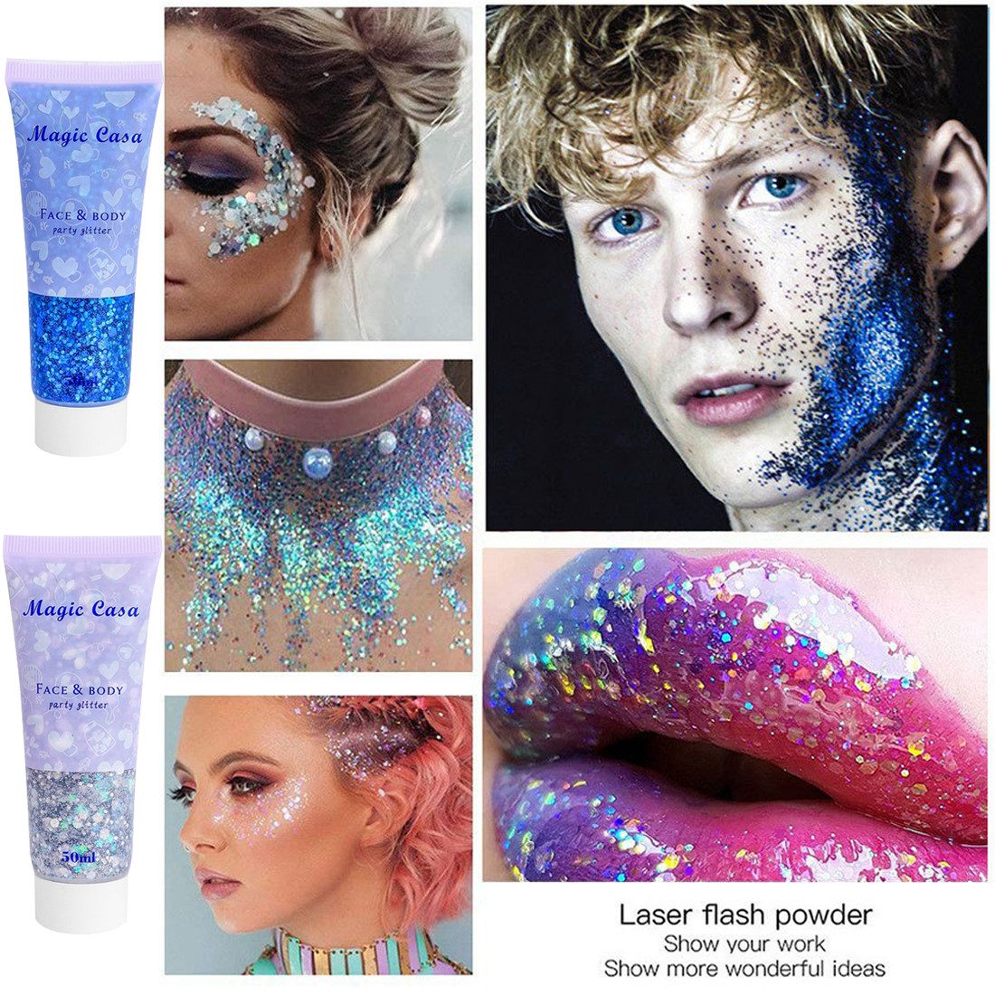 DEBAIJIA Theaterschminke Holographic chunky Glitter Gel