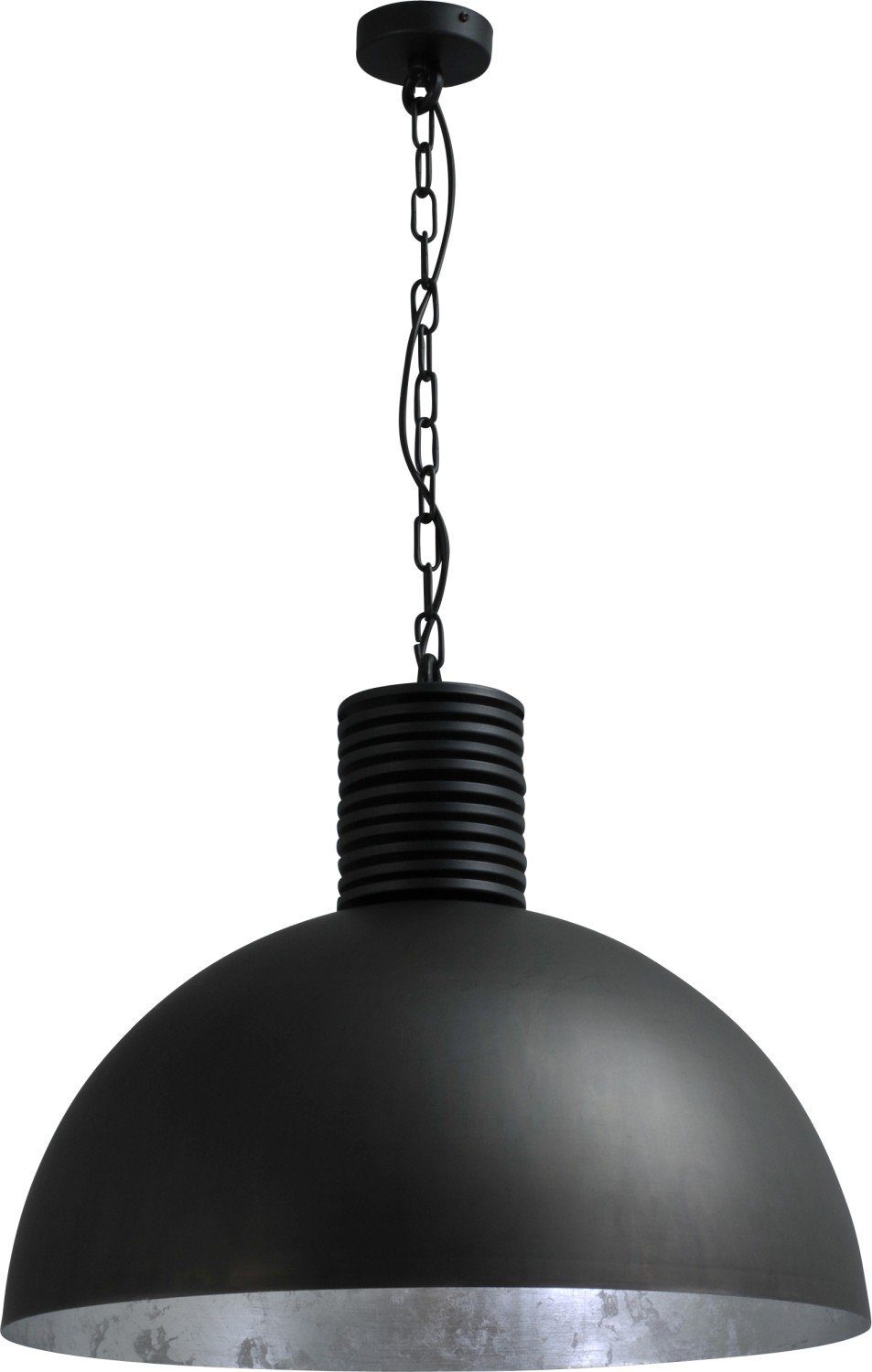 Licht-Erlebnisse Pendelleuchte LARINO, ohne Leuchtmittel, Hängeleuchte Esstisch E27 Ø 60 cm Metall in Gunmetal Grau Silber