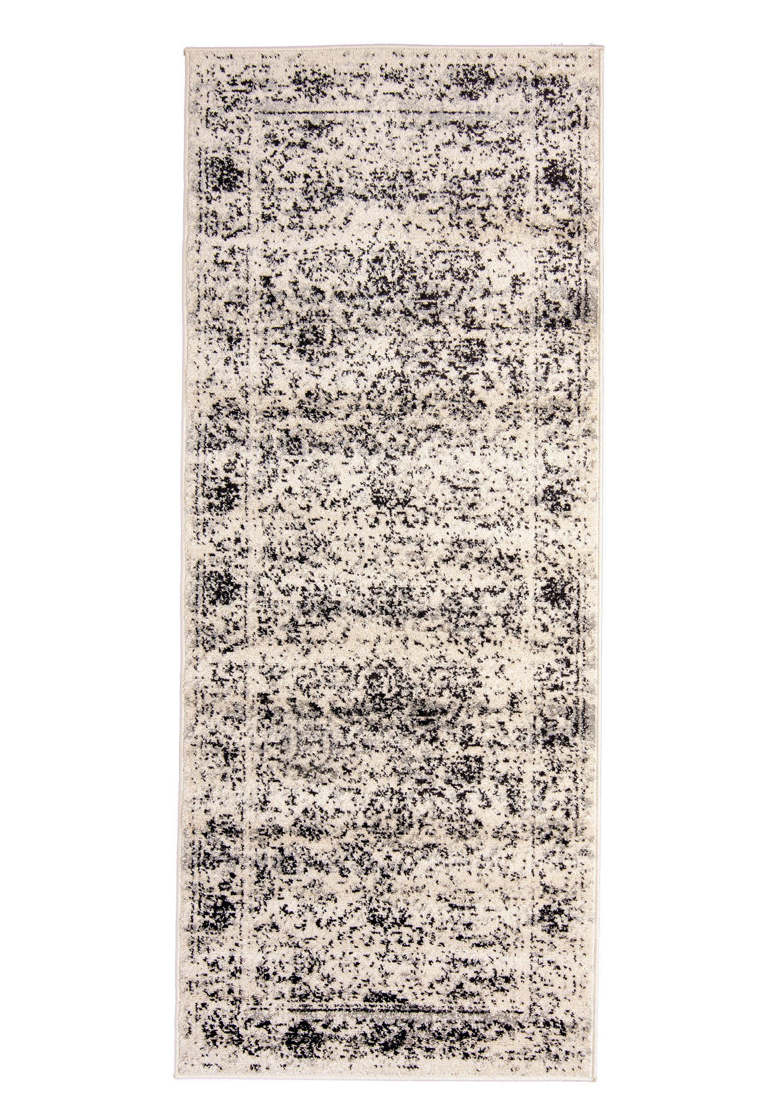 Designteppich Vintage Teppich für Wohnzimmer - Vintage Look - Grau, Mazovia, 60 x 200 cm, Vintage, Höhe 8 mm, Kurzflor - niedrige Florhöhe Grau / H182A