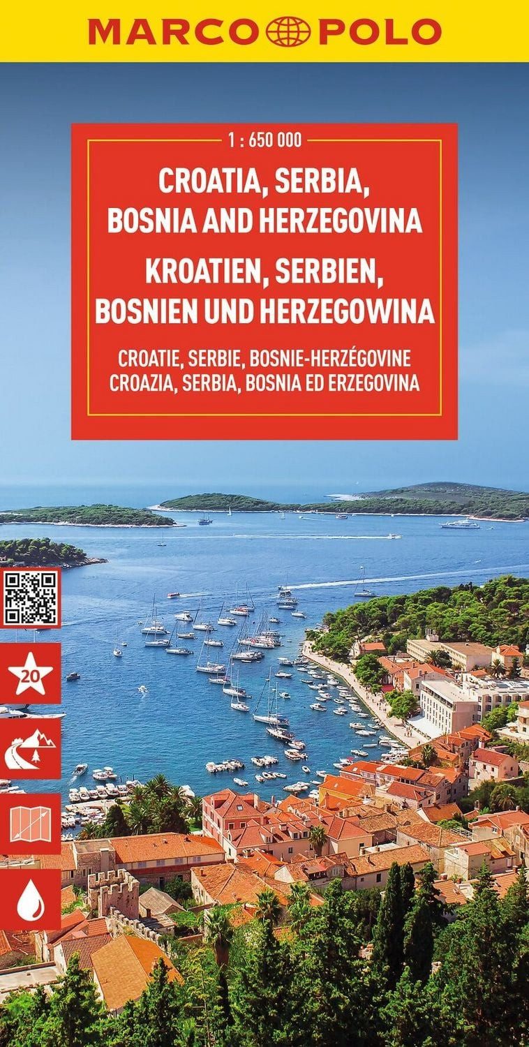 MARCO POLO Reisekarte Kroatien, Serbien, Bosnien und Herzegowina 1:650 / Marco Polo, Slowenien, Kosovo, Montenegro - Straßenkarte und Autokarte mit sehenswerten Strecken, Highlights und digitaler Erweiterung