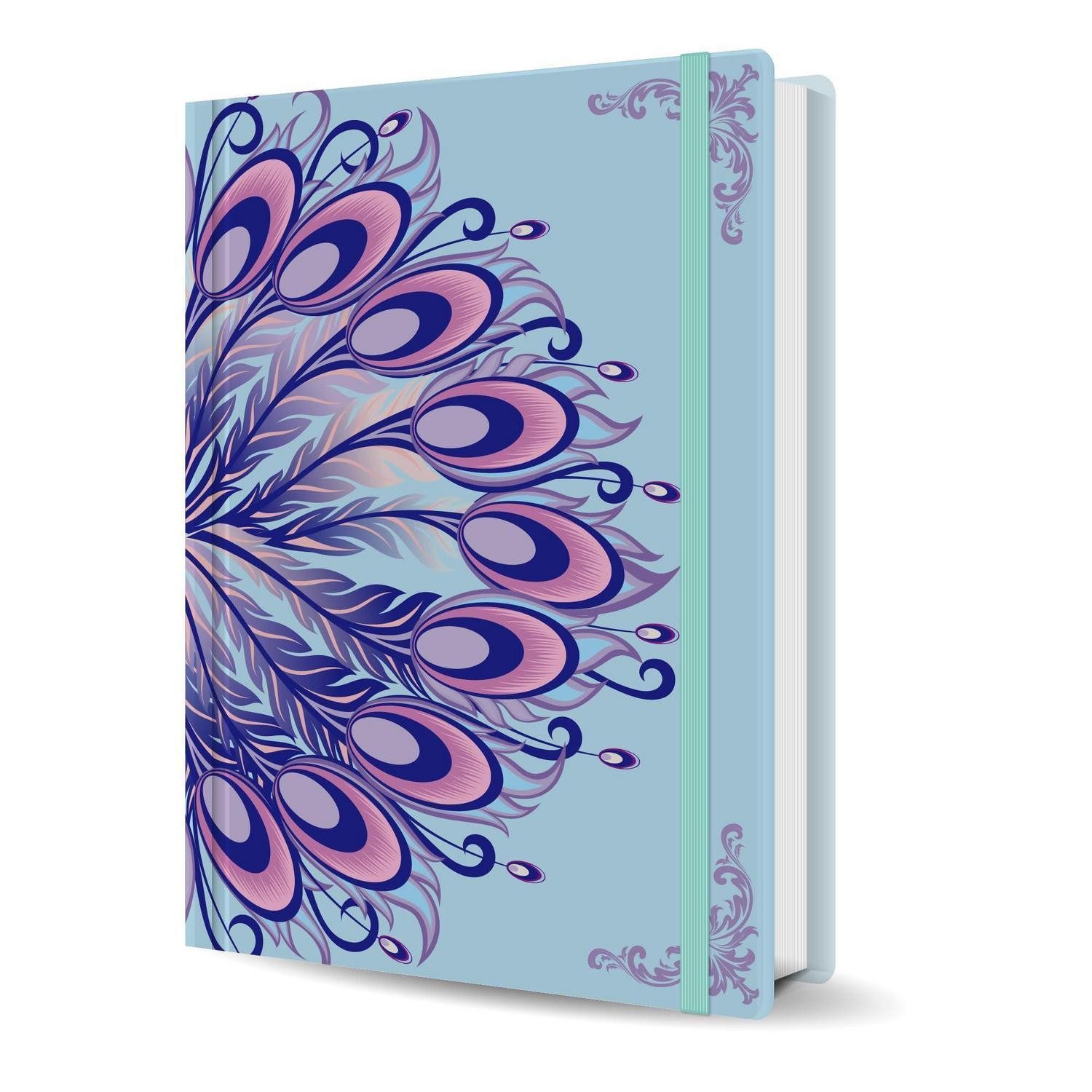 LuxusKollektion Tagebuch A5 Notizbuch Hardcover Gänsefeder geprägt Blau