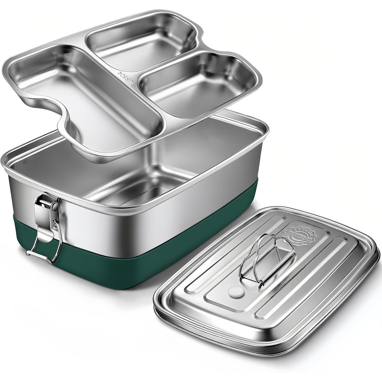 GLIESE Lunchbox 2000ml Edelstahl-Lunchbox, 3-Fach, auslaufsicher, Edelstahl, (1-tlg), mit getrennter Fach, für Büro, Schule, Picknick, Outdoor-Aktivitäten