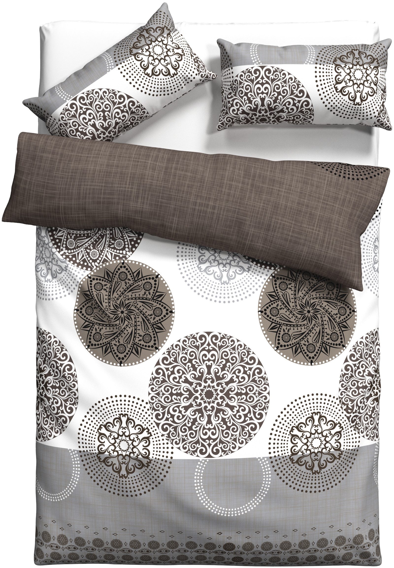 my home Bettwäsche Tesso in Gr. 135x200, 155x220 oder 200x200 cm, Polycotton recycelt, 3 teilig, Bettwäsche mit Ornamenten und in verschiedenen Qualitäten