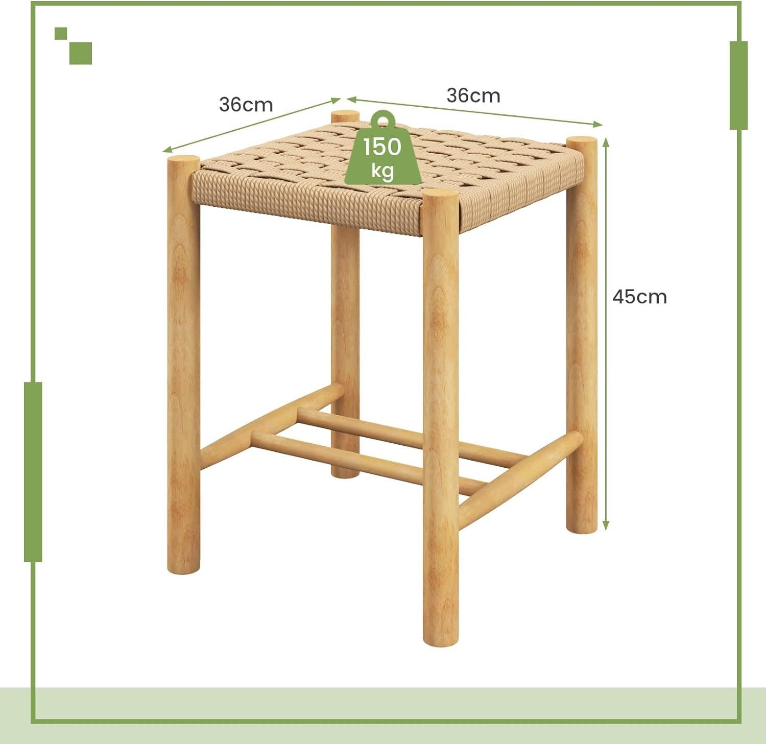 Fußstütze, geflochtenem & Papier KOMFOTTEU Holz (2er mit Esszimmerstühle Set), Barhocker