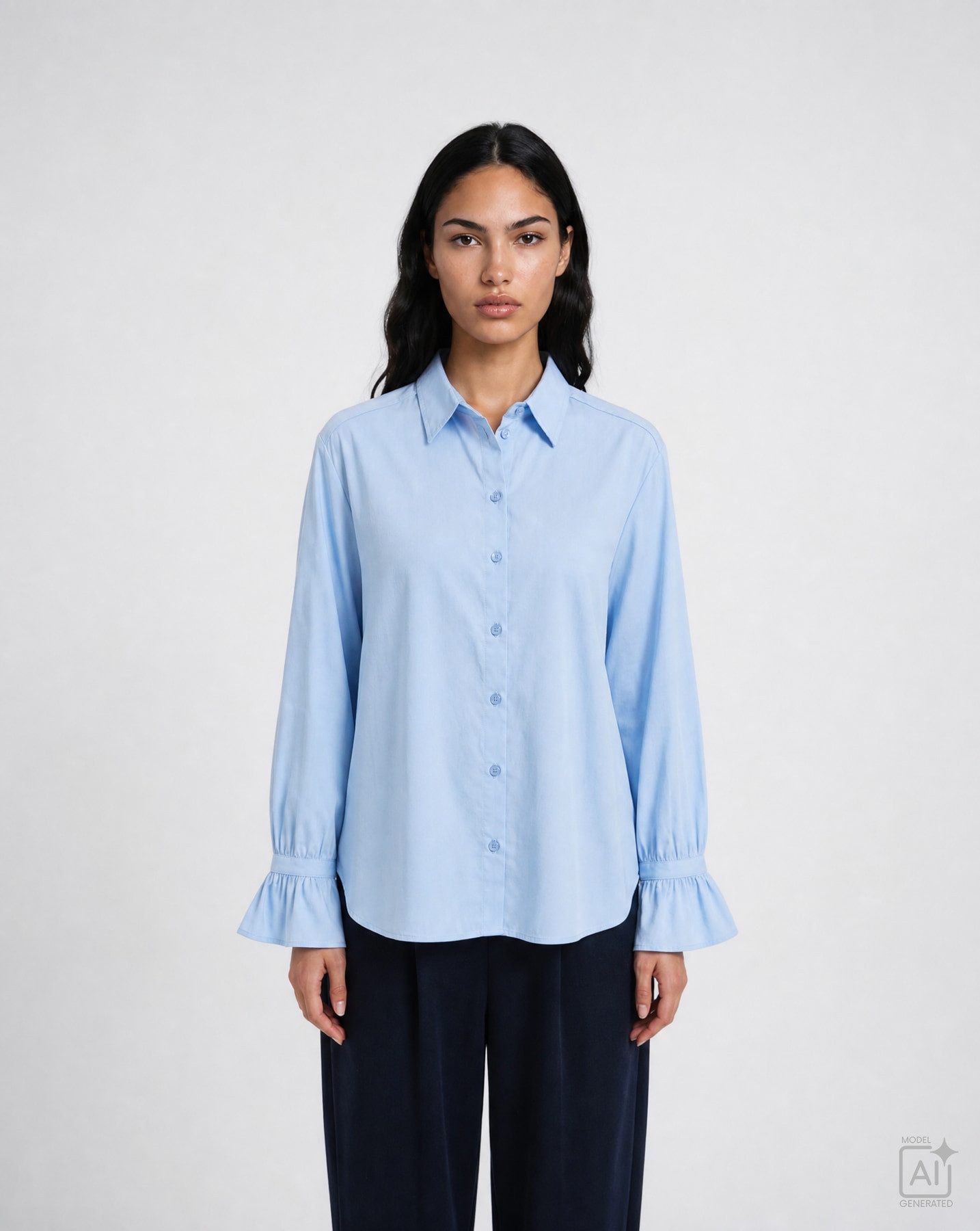 Smith & Soul Hemdbluse mit Volant-Ärmeln, elastischer Baumwollmix
