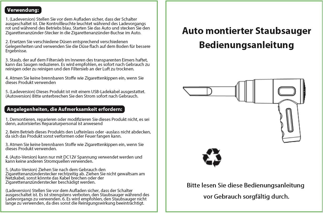 tragbarer Handstaubsauger 4-in-1 und Kabelloser, mit Handstaubsauger, multifunktionaler für Autos, Wohnungen Akku-Handstaubsauger TUABUR Schwarz wiederaufladbarer 12000PA, Geeignet Büros kabelloser