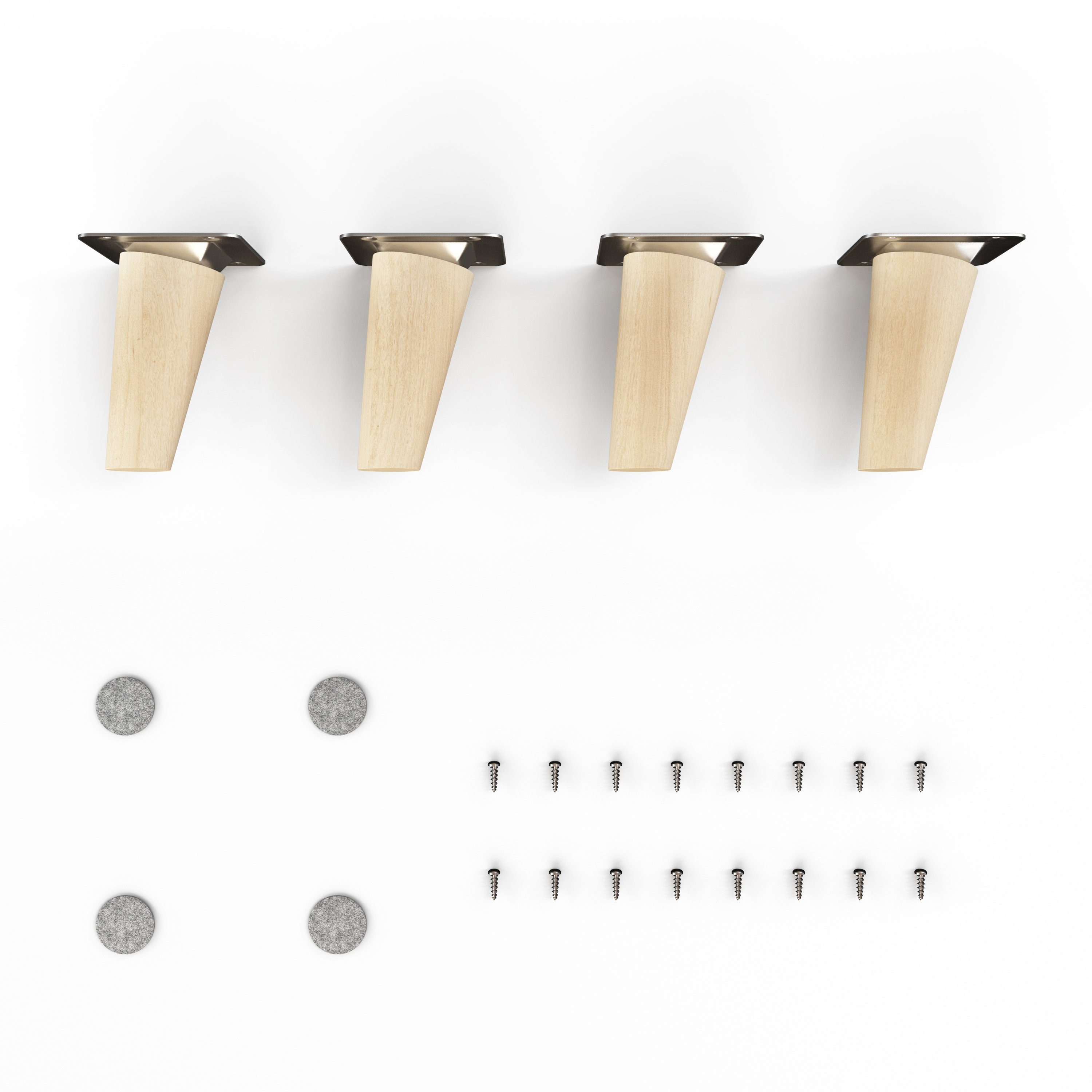 sossai® Möbelfuß Holzfüße Rund schräge Ausführung Öl-Finish / Natur, (4-St), 8cm - 71cm