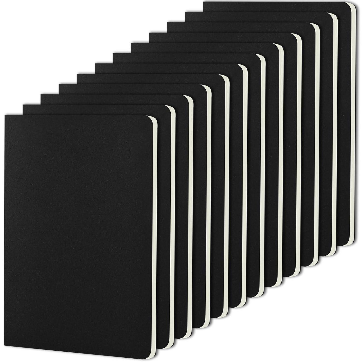 LuxusKollektion Notizblock Notizheft A5 blanko 12er Pack Schwarz