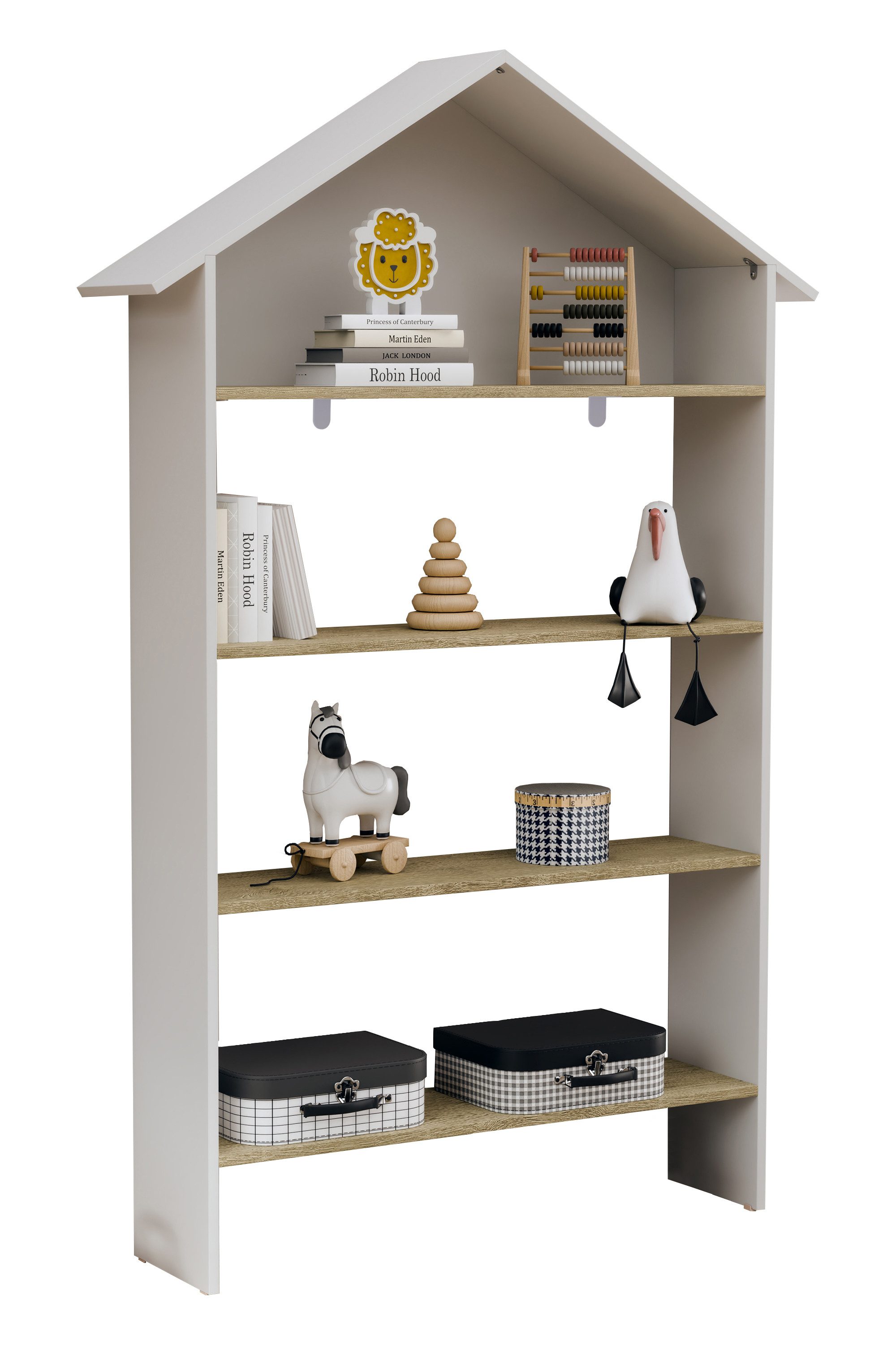 VCM Standregal Italu Bücherregal B. 1030 x T. 23 x H. 160 cm, 4 Fächer für Bücher und Dekoration