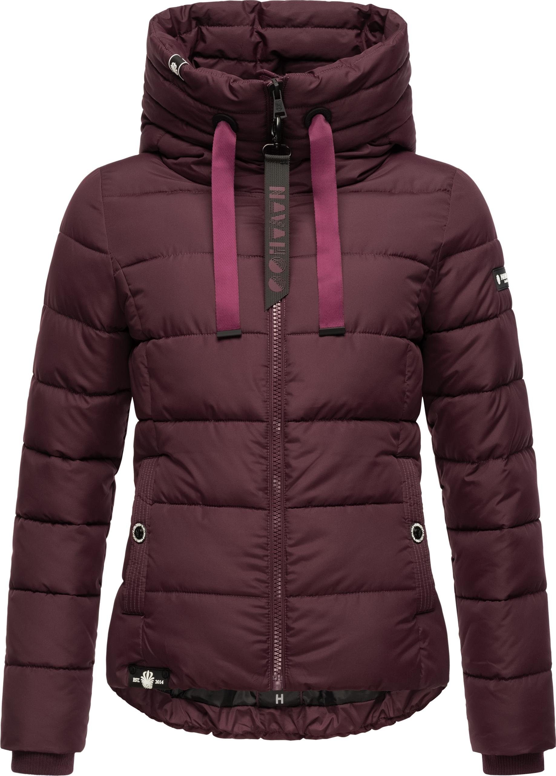 Applikationen stylische Damen Navahoo Winterjacke mit coolen Steppjacke Amayaa weinrot