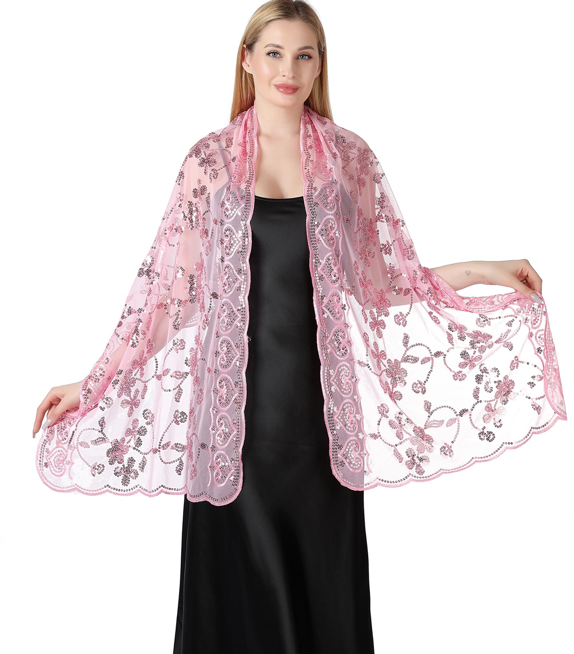 Zaewry Modeschal Schals und Tücher für Abendkleider – Elegante, transparente Damen, Jahre mit Blumenmuster, ideal für Hochzeiten – Bild 4 von 5