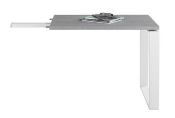 Composad Tischaufsatz Anstelltisch DISEGNO, B 90 x H 75 cm, Betondekor, Weiß lackiertes Metallgestell