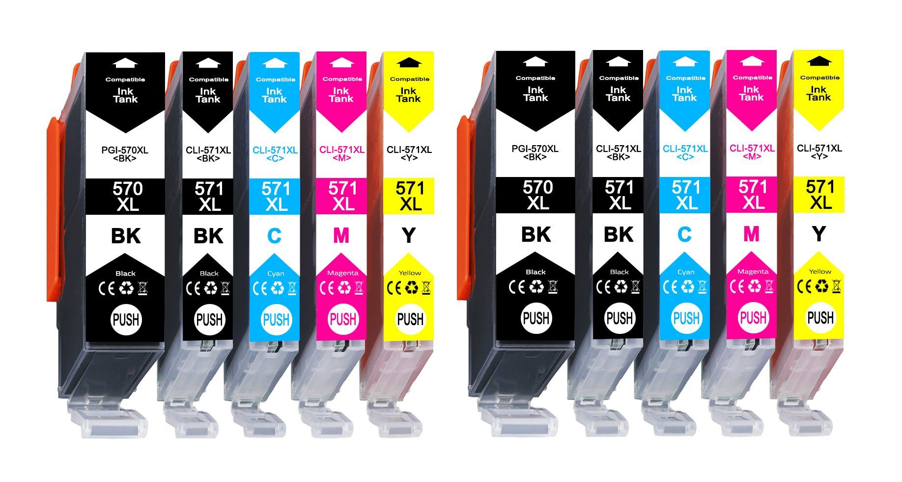 Druckerparadies 10er Multipack für Canon 570 571 XL Druckerpatronen Set Tintenpatrone (10-tlg., für Canon MG5700 MG5750 MG6800 MG6850 TS5000 TS5050 TS6000 TS6050)