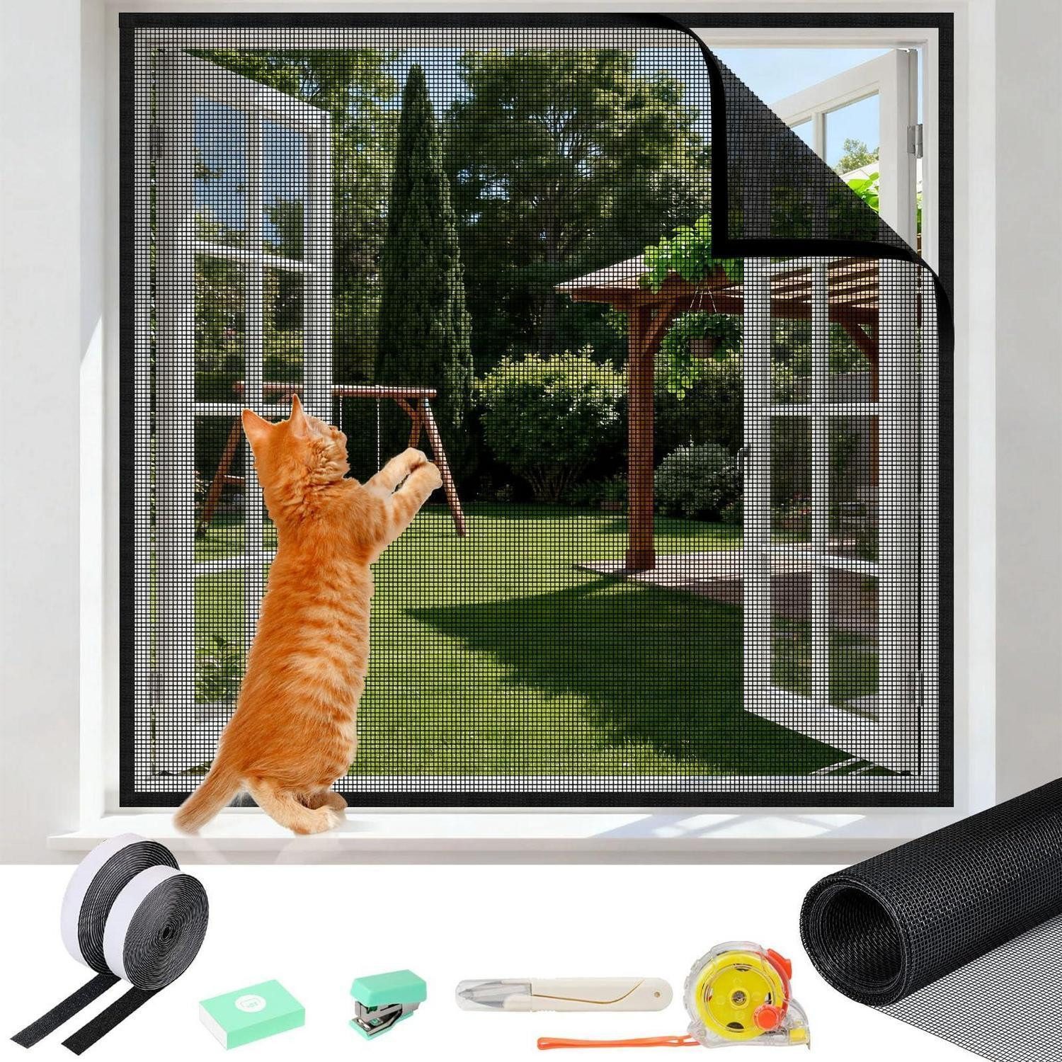 LuxusKollektion Insektenschutz-Fensterrahmen Katzennetz Fensterschutz ohne Bohren selbstklebend 100x130 cm, (1-St)