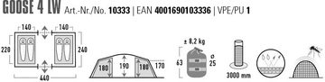 High Peak Tunnelzelt Goose 4 LW, Personen: 4, Aluminiumgestänge