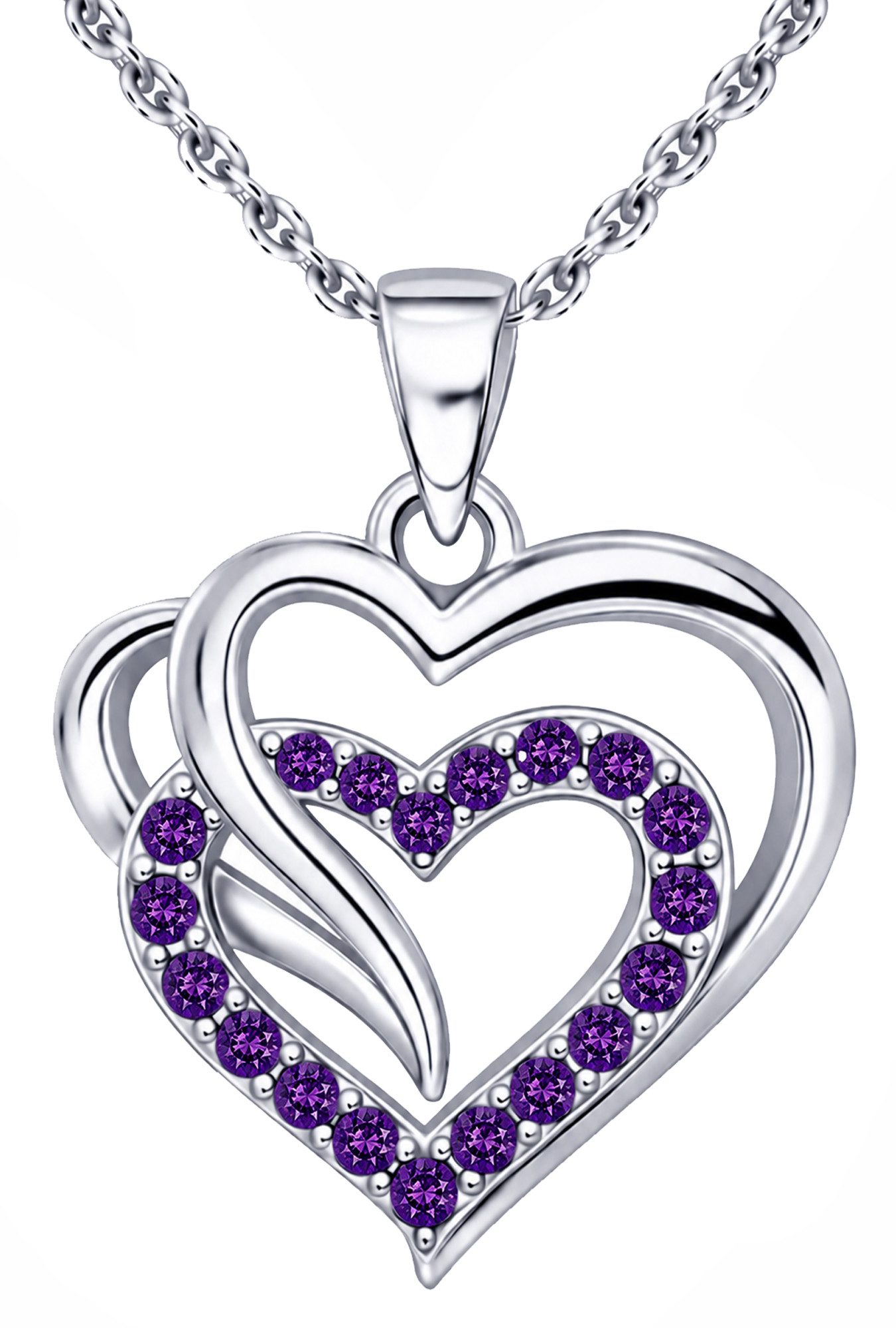 Limana Herzkette Doppelherz Schmuck Damen 925 Silber Kette mit Anhänger - Geschenk (für Frau Freundin Mama, inkl. Schmuckdose), Geburtstag Jahrestag Hochzeitstag Valentinstag Weihnachten