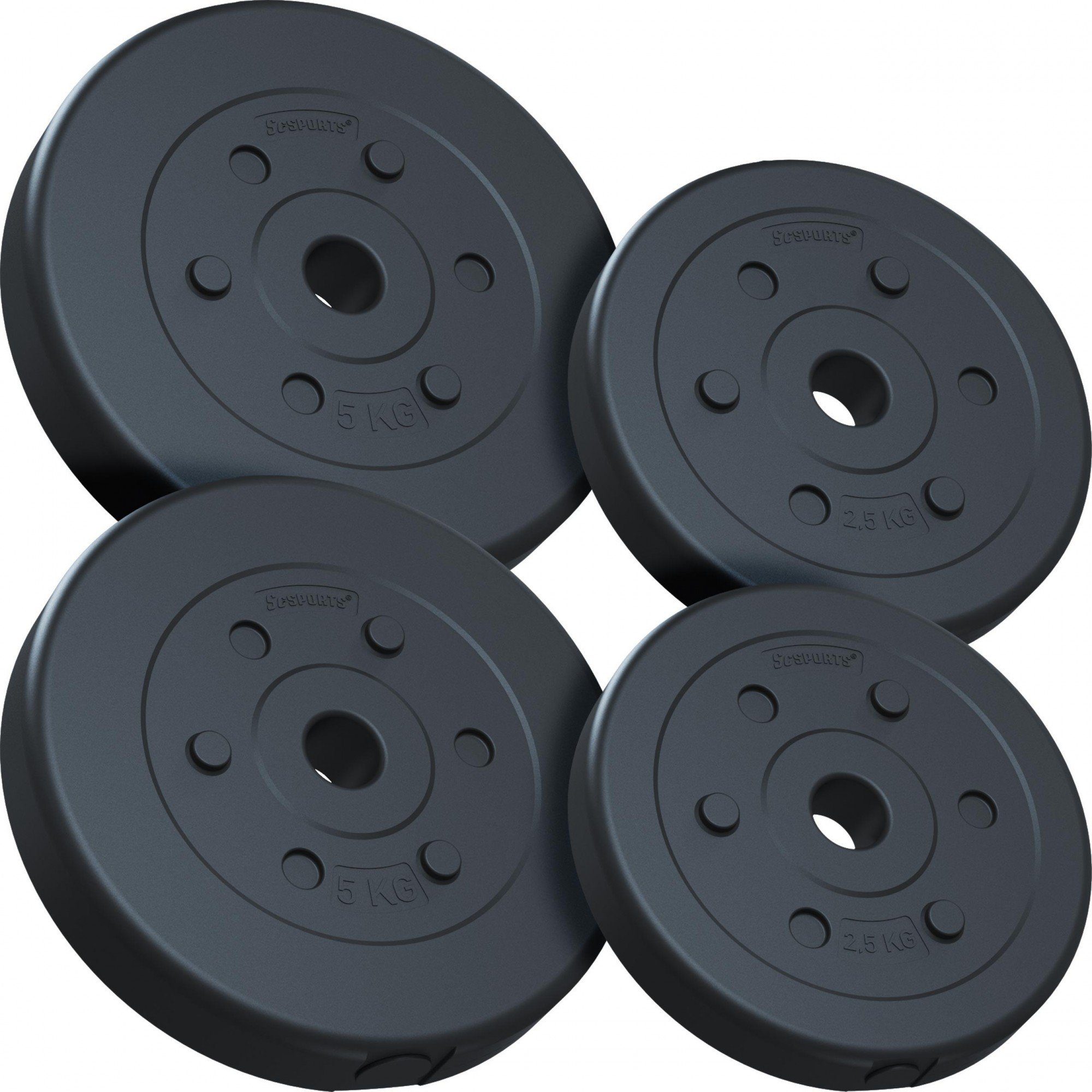 ScSPORTS® Hantelscheiben Set 15 kg Ø 30mm Kunststoff Gewichtsscheiben Gewichte, (10002545-tlg)