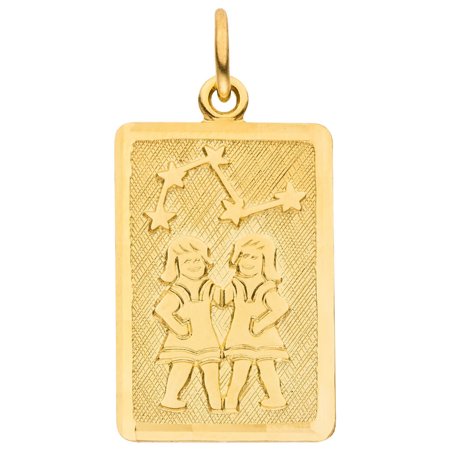 Schmuck Krone Kettenanhänger Anhänger Zwilling 333 Gold Gelbgold mattiert rechteckig, Gold 333