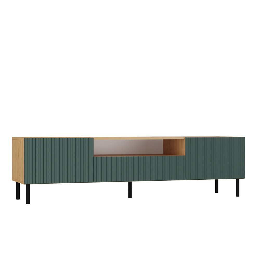 Beautysofa TV-Schrank Moderner stilvoller eleganter RTV-Kabinett mit Lamellen (Farbe:artisan,grün,Marineblau,schwarz) B:160/H:43/T:40cm