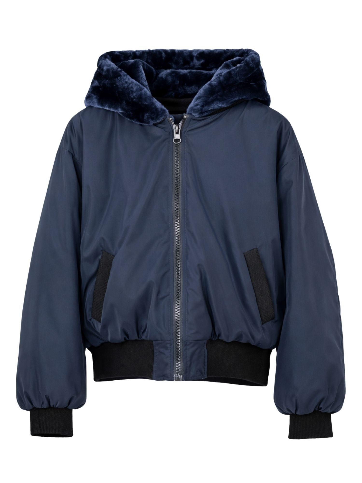 LEMONI Winterjacke Winter-Wendejacke mit Kapuze 2 in 1 für Mädchen - dunkelblau Wendejacke