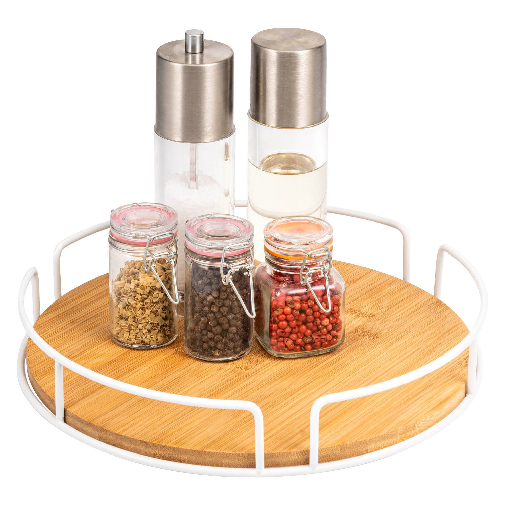 eluno Obstschale Drehteller aus Metall mit Bambusboden Ø ca. 30 cm, drehbar, (Stück)