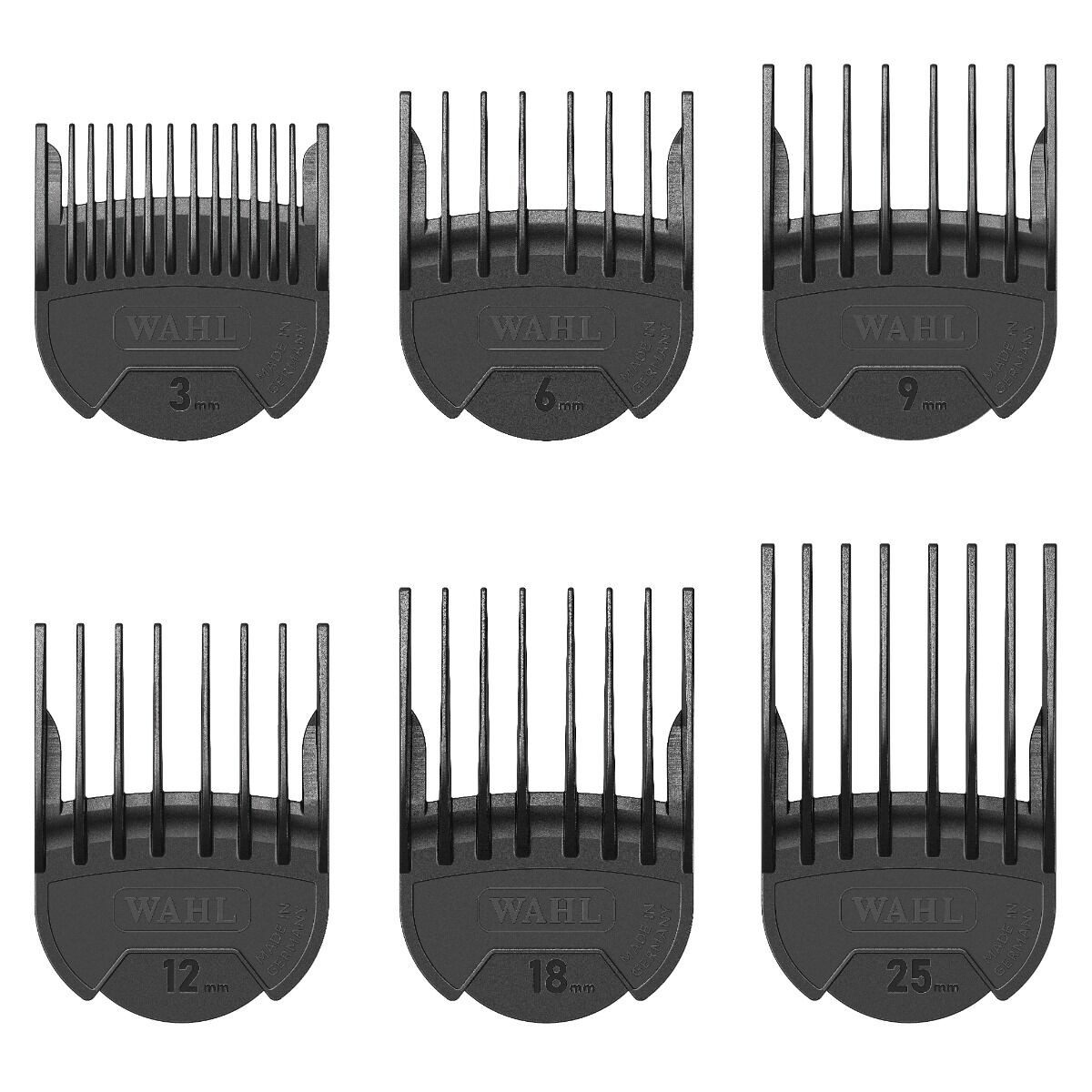 Wahl Bartkamm Wahl Aufsteckkamm Set 1 bis 8 Schwarz 3-25mm