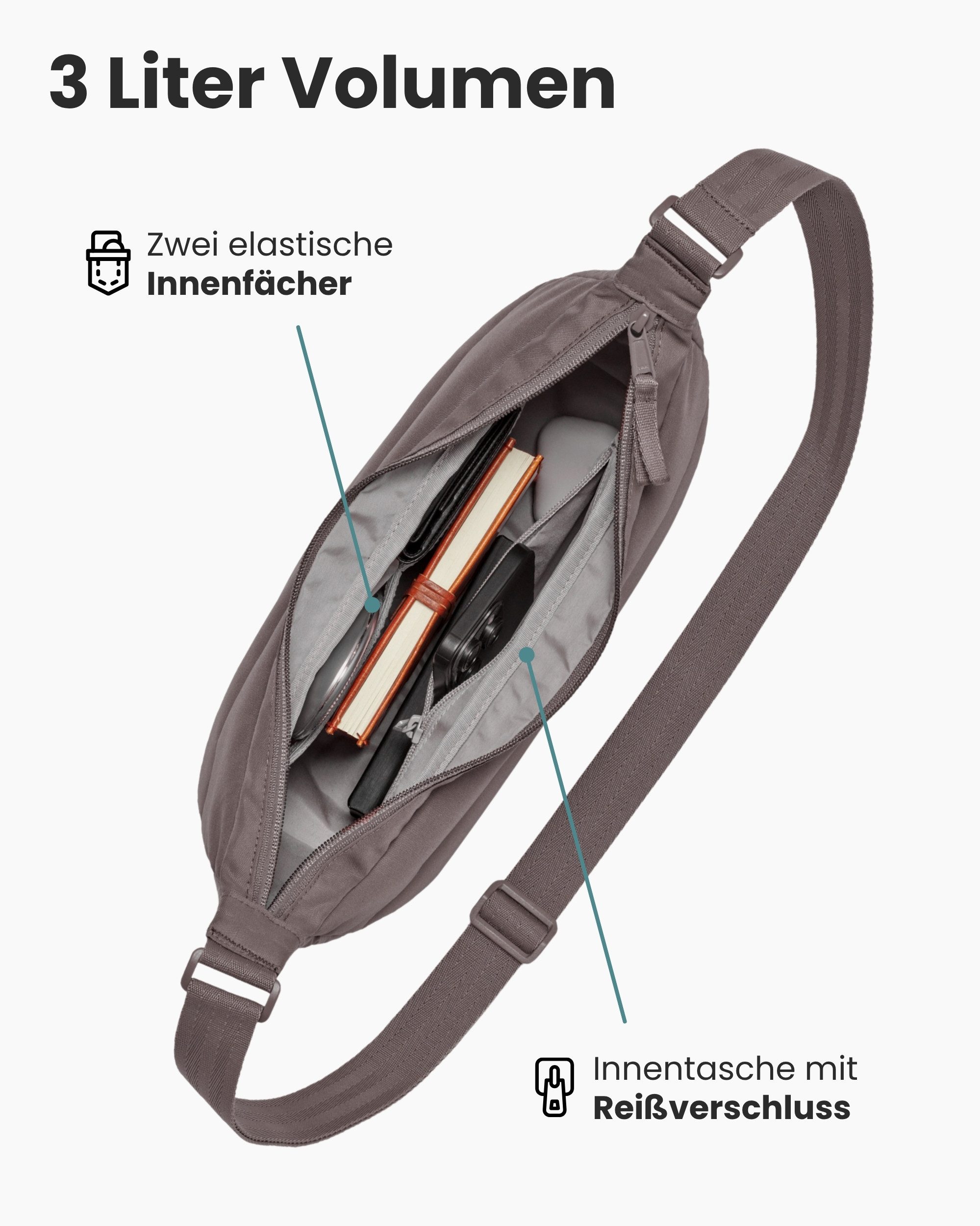 LARKSON Umhängetasche Emma Small Half Moon Bag, Kleine Puffer Halbmondtasche – Bild 4 von 5