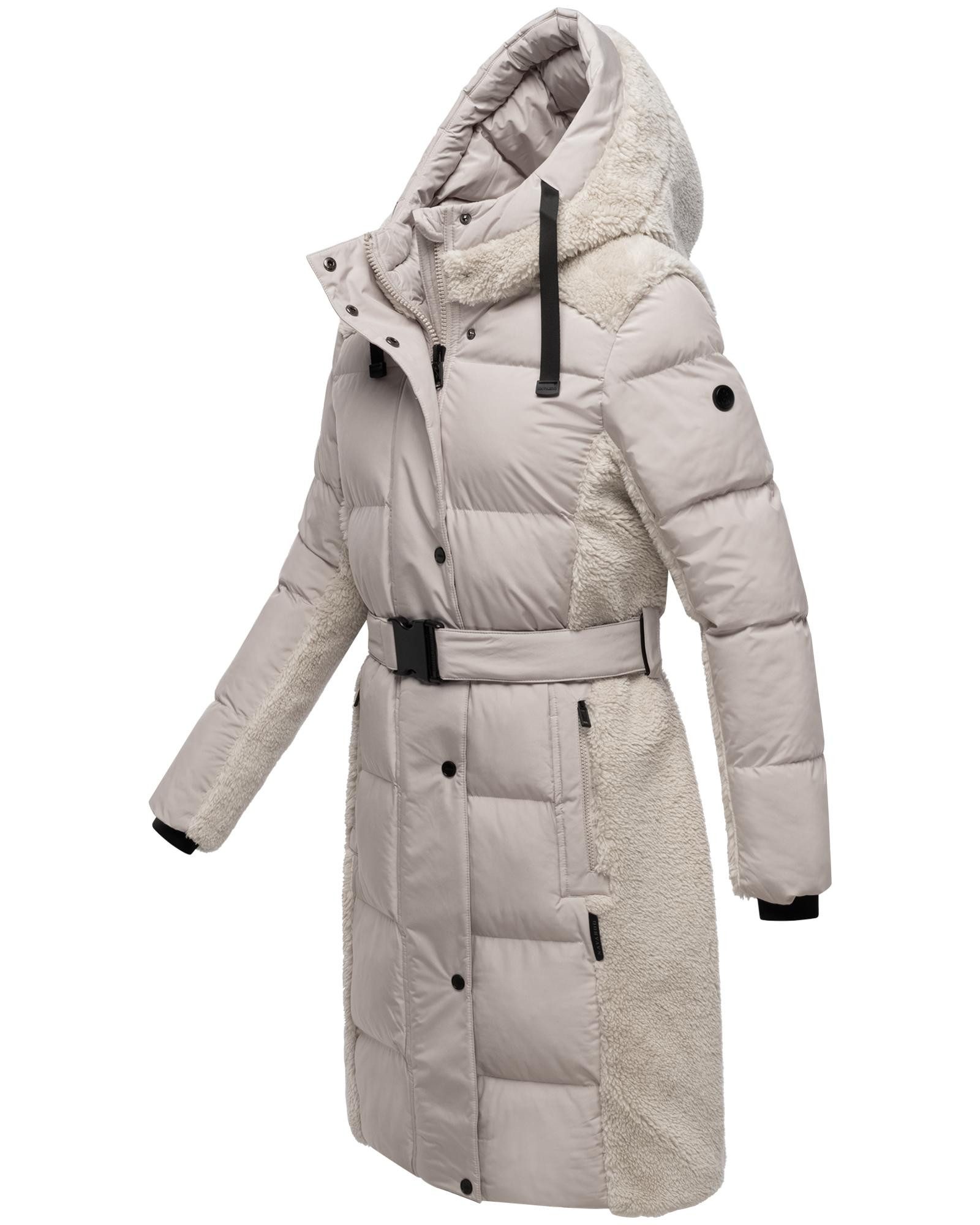 Navahoo Wintermantel Funkelteddy 14 Warmer Mantel mit Teddyplüsch-Akzenten und Taillengürtel