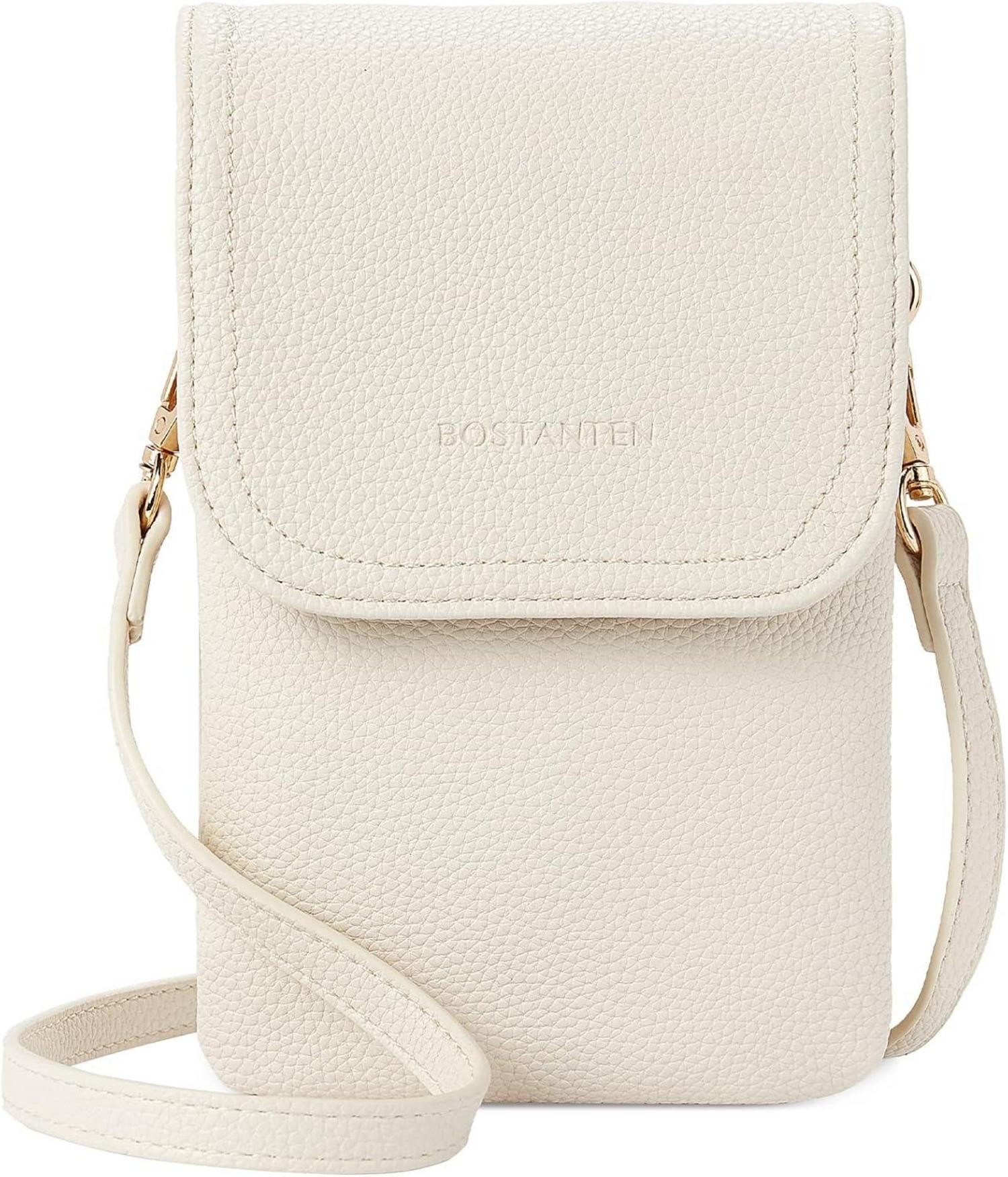 LuxusKollektion Handytasche Kleine Umhängetasche Damen PU Leder Handytasche Geldbörse Beige