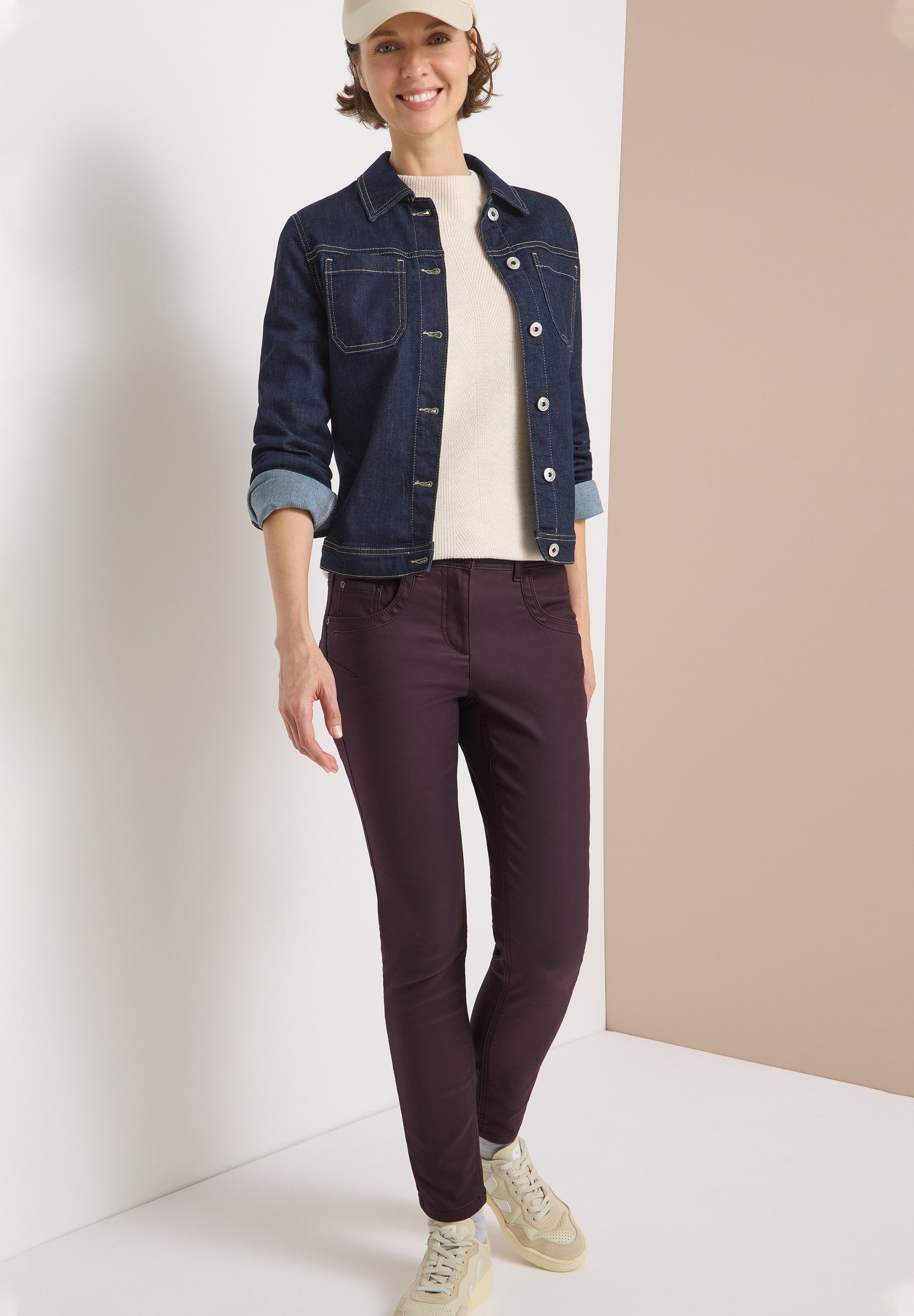 CECIL 5-Pocket-Hose Style Toronto im Leder-Look, mit leicht glänzender Beschichtung