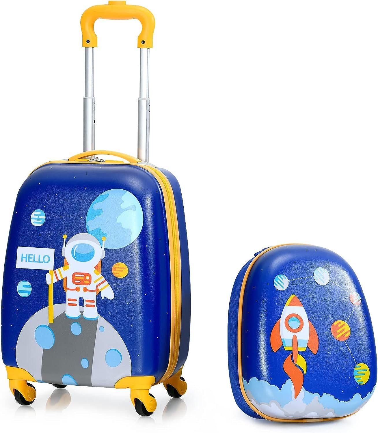 Kinderkoffer Set mit KOMFOTTEU Reisekoffer Rucksack,
