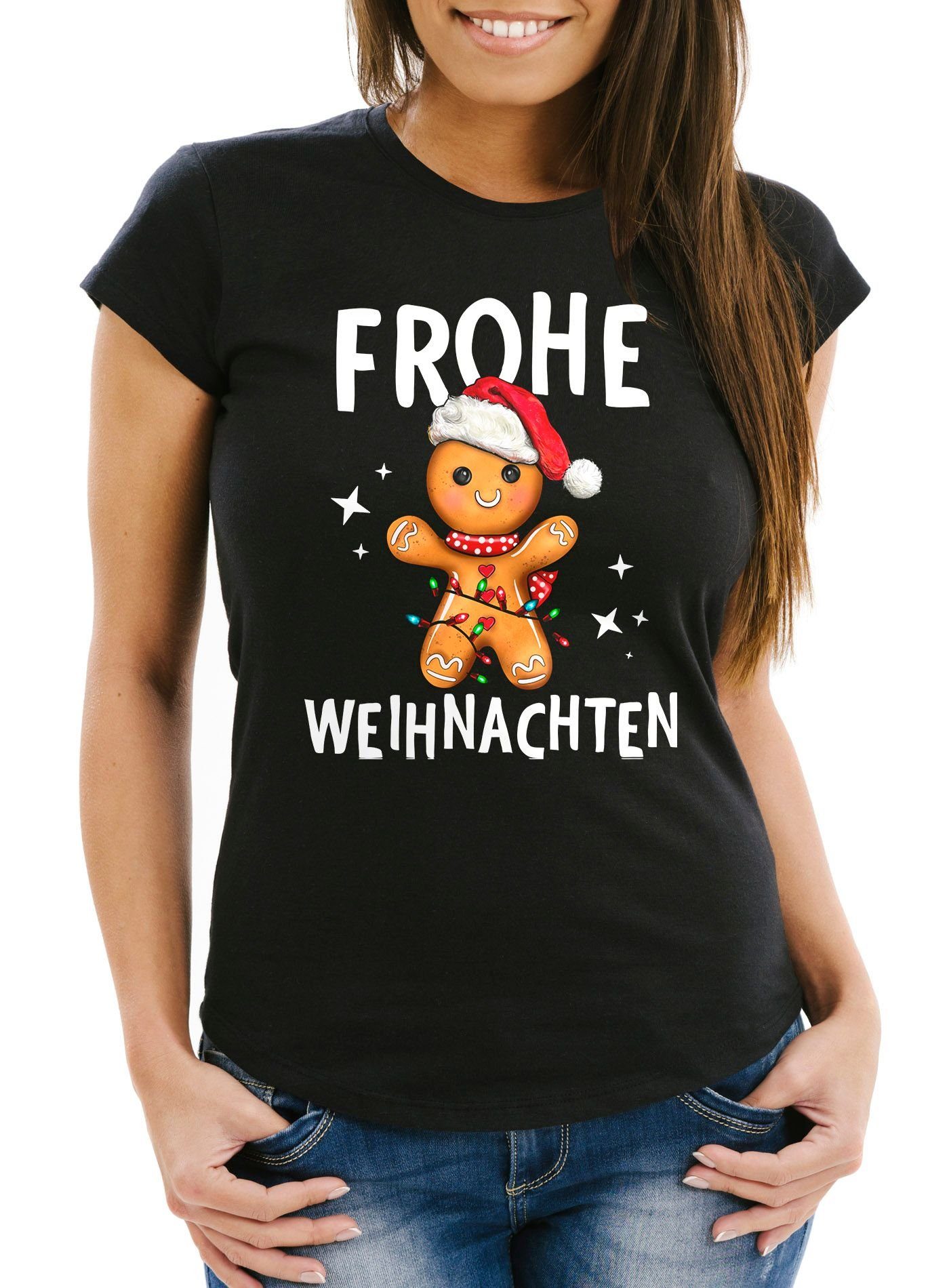 Print-Shirt Damen T-Shirt Frohe Weihnachten Lustig Weihnachtsshirt Dabbing