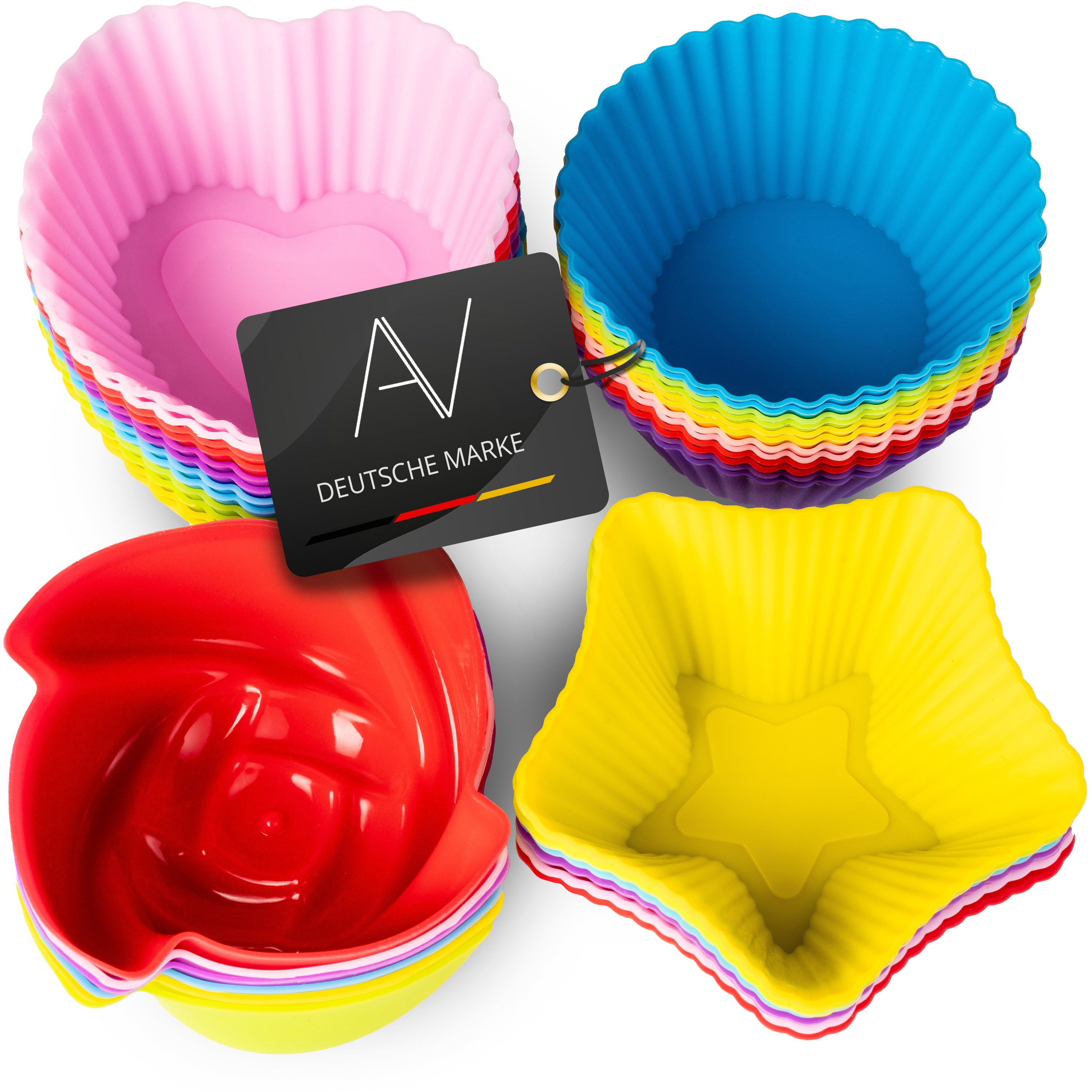AVANA Muffinform Silikon Muffinförmchen wiederverwendbare Cupcake Backförmchen Muffin, (36-tlg), antihaftbeschichtet, umweltschonend, 8 Farben