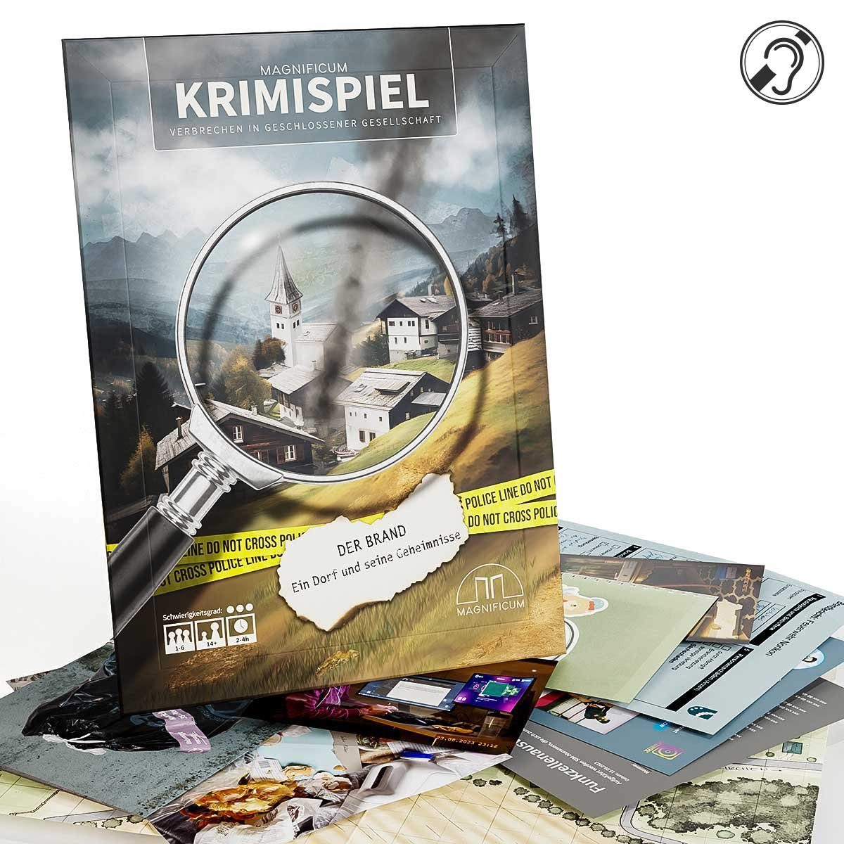MAGNIFICUM Spiel Detektivspiel / Krimispiel für Erwachsene, Der Brand - Ein Dorf und seine Geheimnisse, Made in Germany