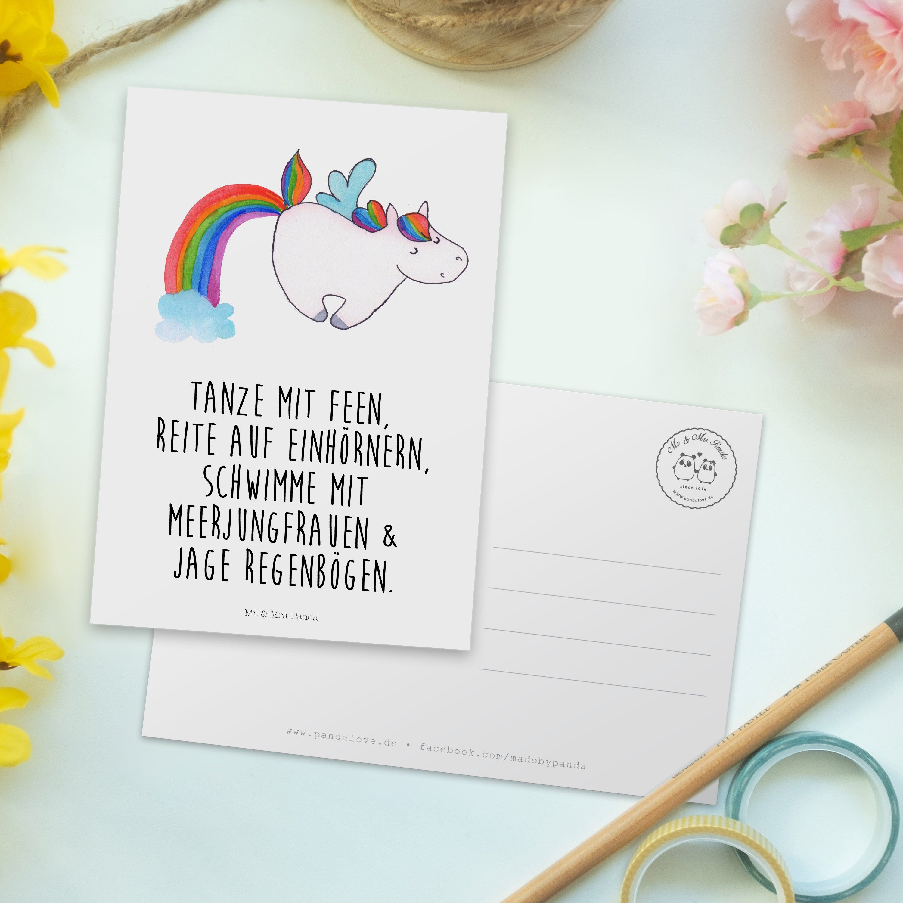 Mr. & Weiß Einhorn Karte, Unicorn, Panda - Realität, Mrs. Postkarte Pegasus Geschenk, - Einhorn