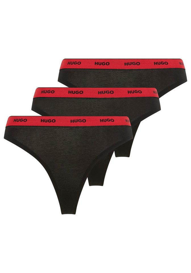 HUGO String TRIPLET THONG STRIPE (3-St) mit HUGO Logo-Elastikbund