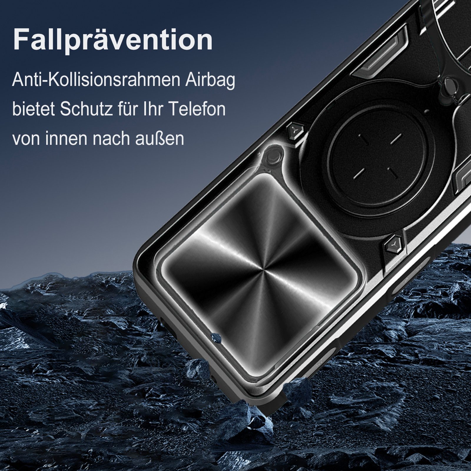 betterfon Handyhülle für ZTE Blade Hülle mit Slide Kameraschutz Ringhalter, Stoßfestes Hybrid-Case mit Standfunktion und sicherem Halt – Bild 3 von 5
