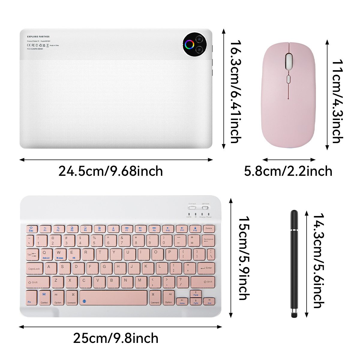 BUFO 10 Zoll 64 GB 1280x800 IPS Maus Tastatur Handschrift Stift Set Tablet (10", 64 GB, Android, WiFi, Dual-Kamera)