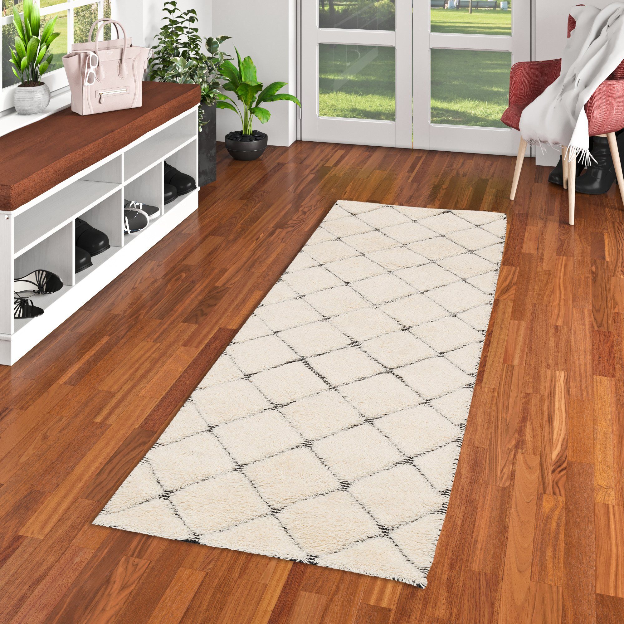 Pergamon Läufer Natur Teppich Läufer Shaggy günstig online kaufen