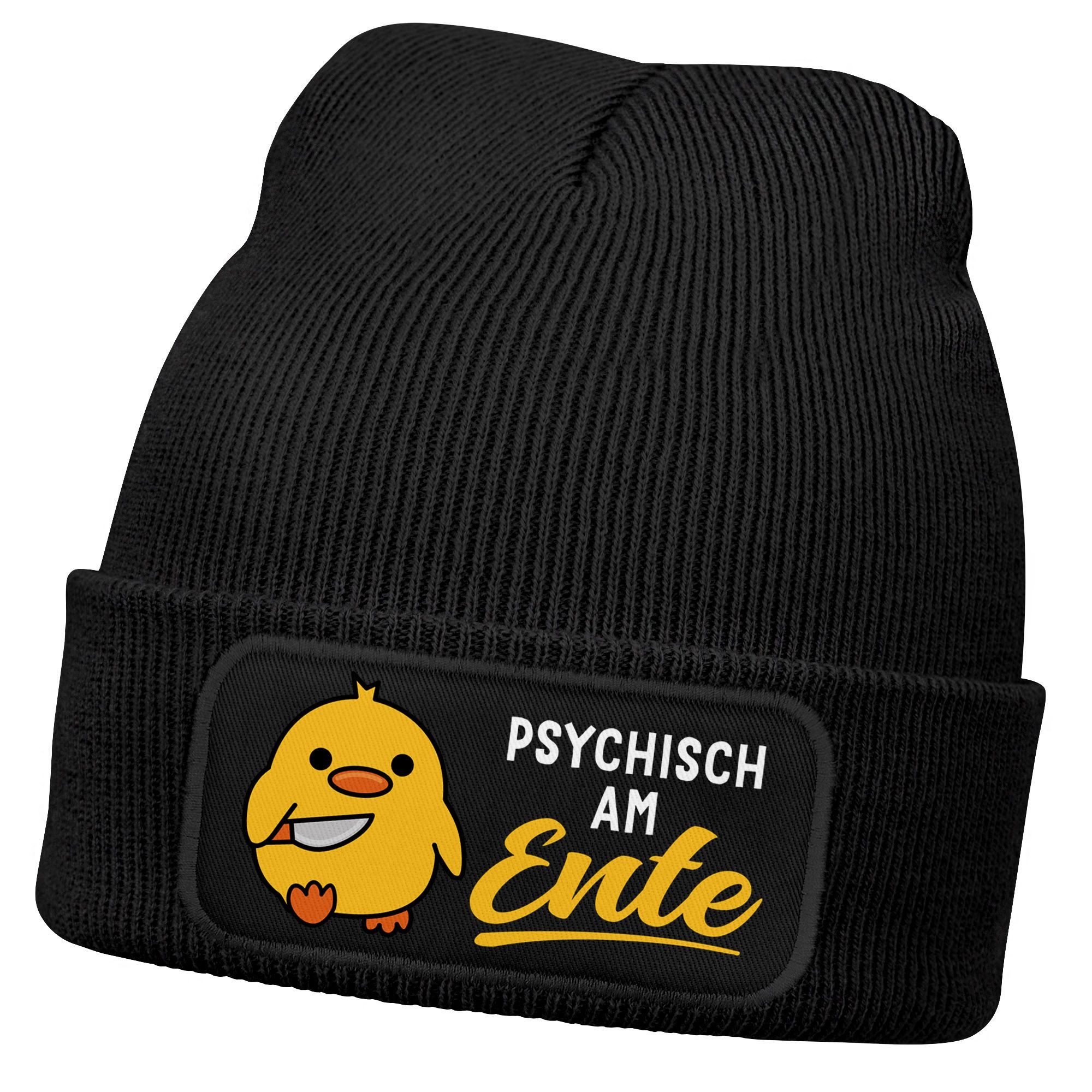 MoonWorks Strickmütze Herren Beanie mit Patch Strickmütze Spruch Meme Psych günstig online kaufen