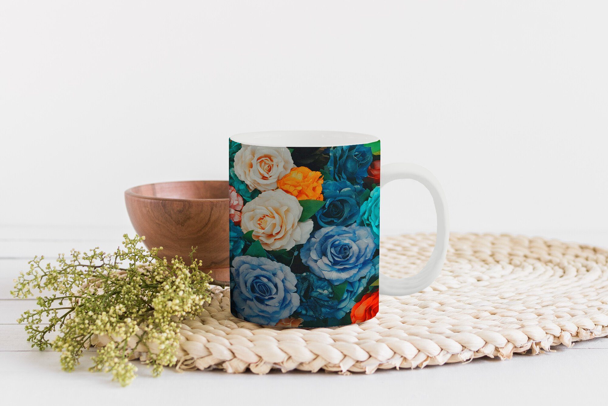 Abstrakt, Teetasse, MuchoWow - Tasse Geschenk Kaffeetassen, Wand - Becher, Keramik, Teetasse, Rosen