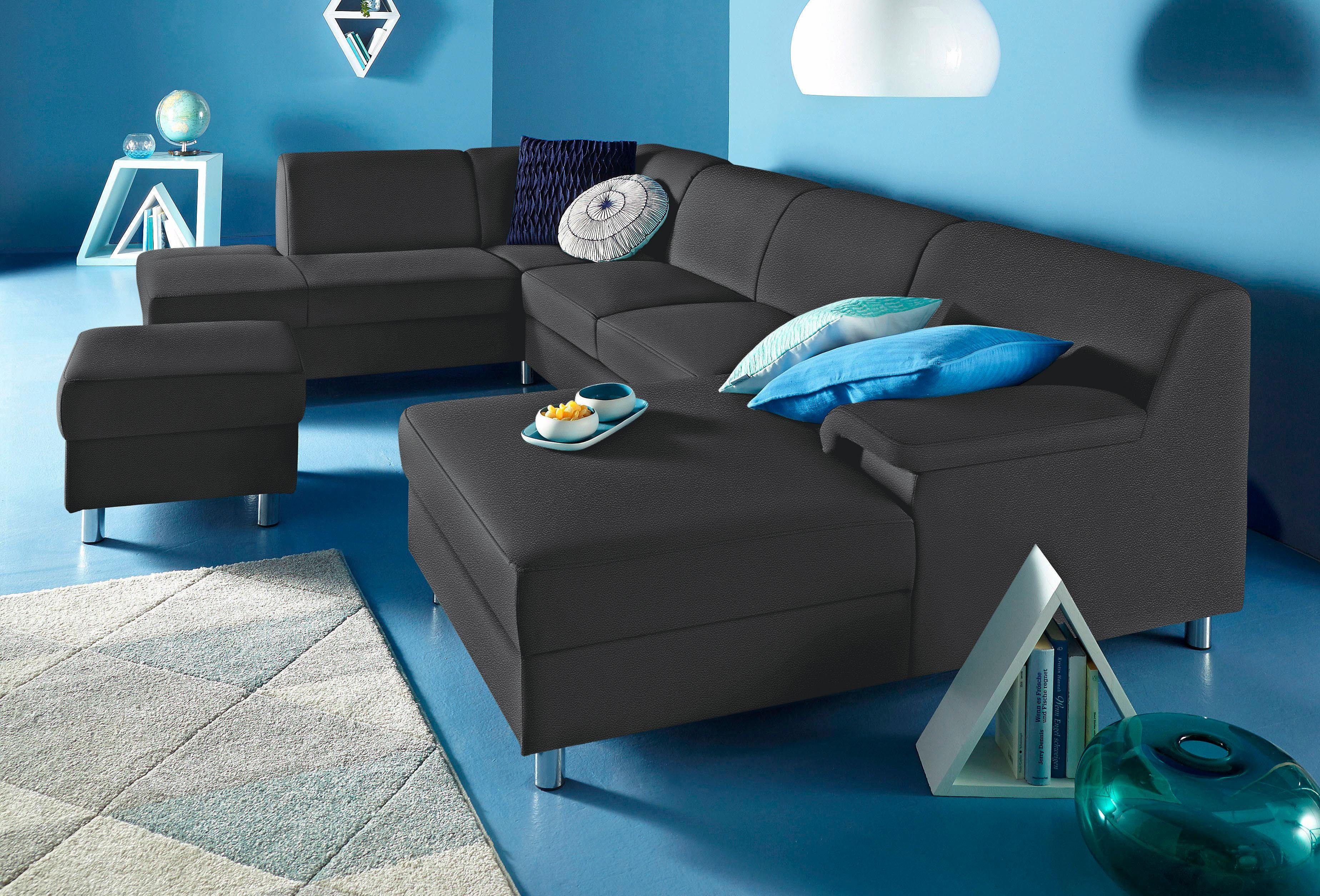 Home affaire Wohnlandschaft Jamie, zeitloses Design, fester Sitzkomfort, viel Platz, U-Form, wahlweise mit Bettfunktion