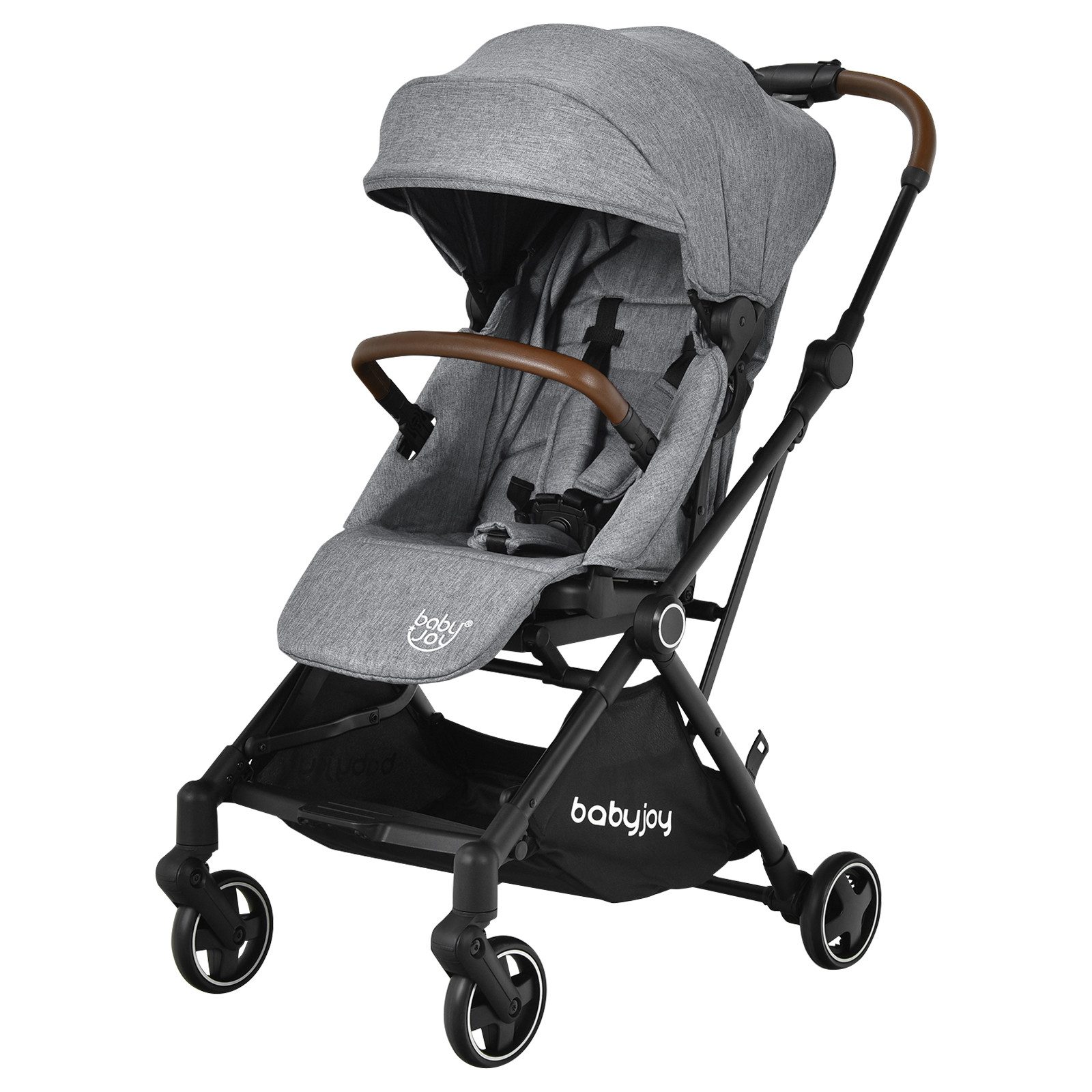 COSTWAY Kinder-Buggy 2 in1 Kinderwagen, mit Aufbewahrungskorb & Fußstütze