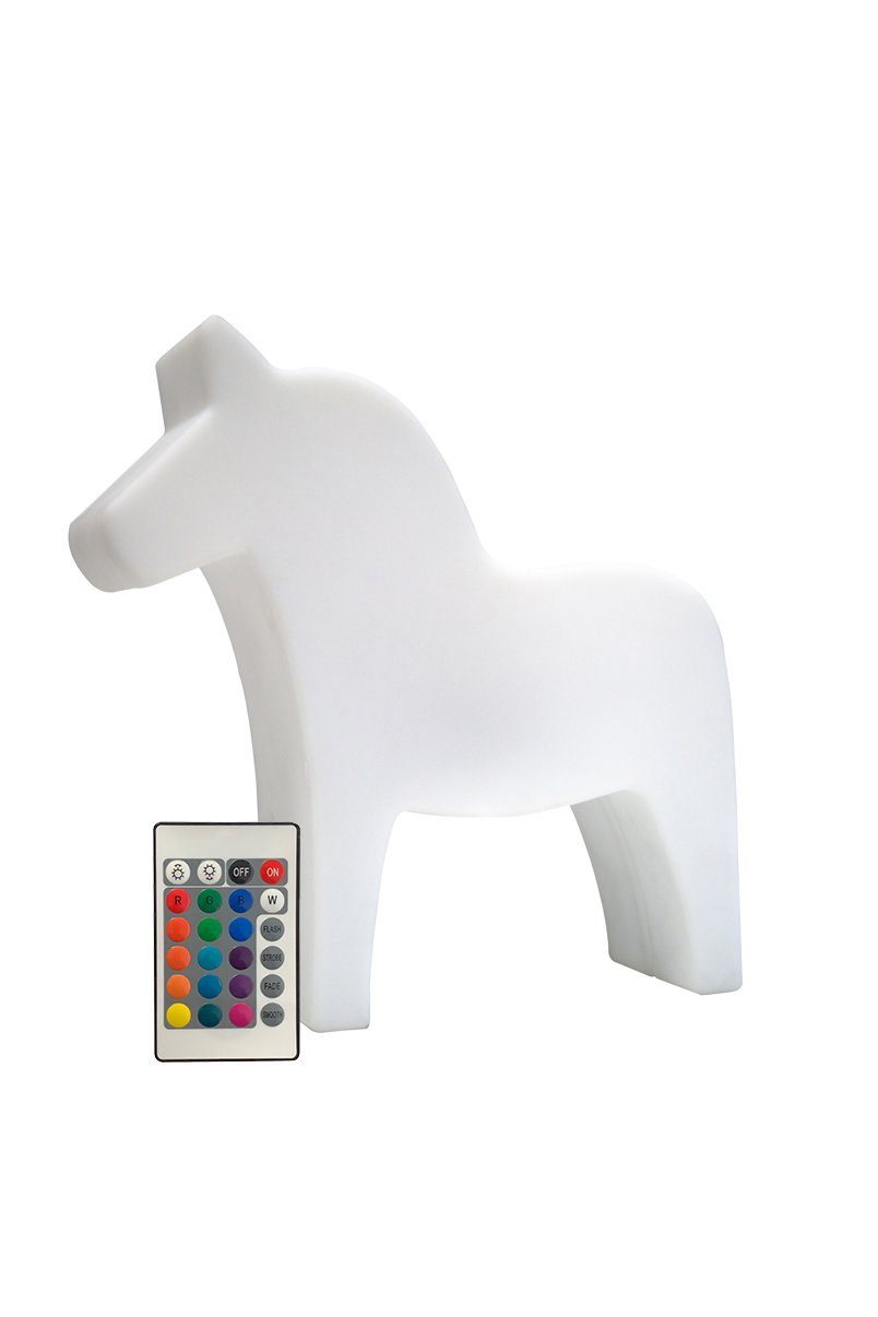 8 seasons design LED Dekofigur Shining Dala Horse, Dekolampe für außen (Garten, Terrasse, Balkon), LED fest integriert, kaltweißes und buntes Licht (15 Farben), dimmbar, RGB Farbwechsel, Fernbedienung - für innen & draußen