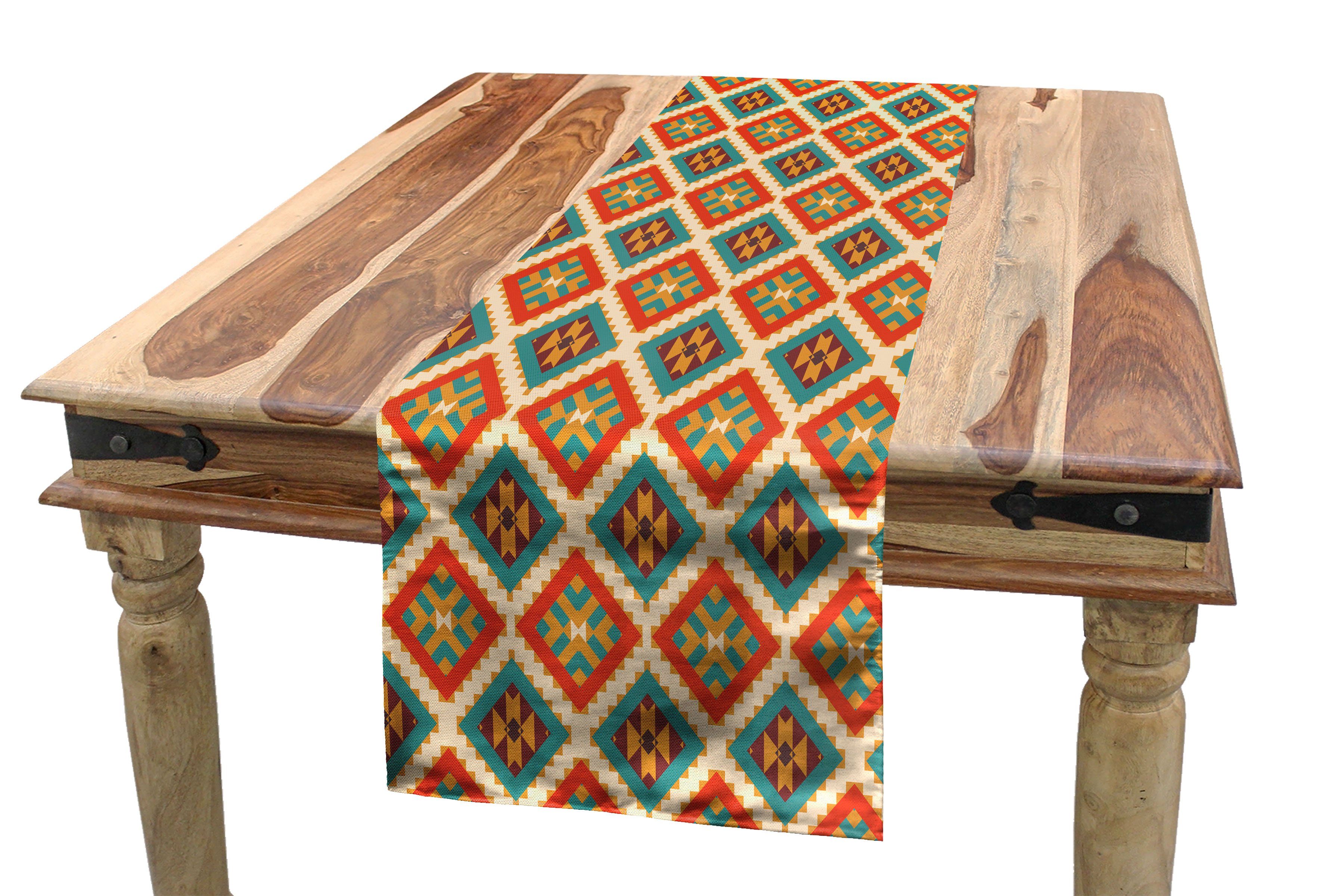 Abakuhaus Tischläufer Esszimmer Küche Rechteckiger Dekorativer Tischläufer, Mexikaner Retro Indigenous