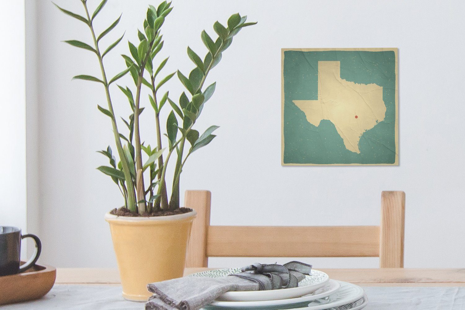 Bilder (1 Texas Illustration Karte dem, mit der St), von für Leinwand einem Wohnzimmer Schlafzimmer roten an Eine OneMillionCanvasses® Leinwandbild Punkt,
